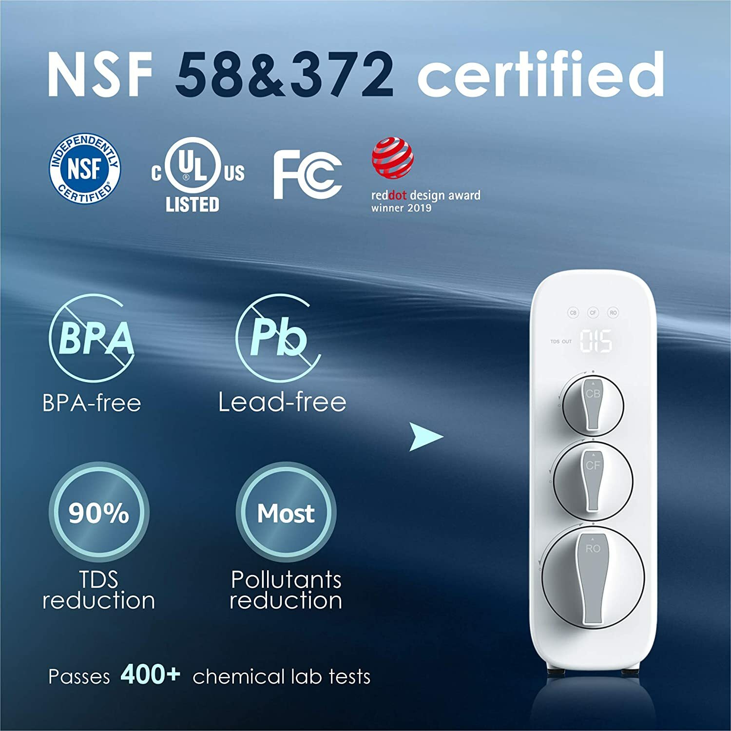 Tankless RO Reverse Osmosis Water Filtration System TDS Reduction by Waterdrop