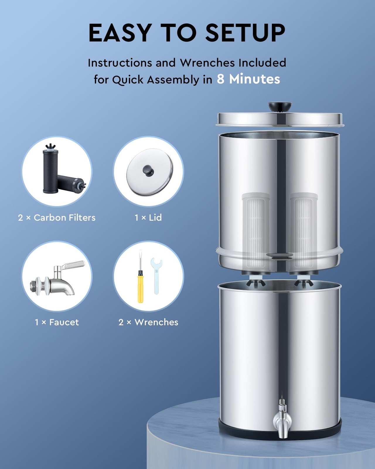 COZ GravityFed Water Filter System, 2.25 Gallons Countertop Water Filtration …