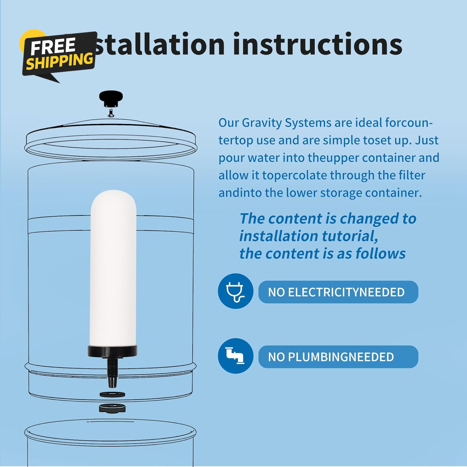 2 Pack 7» Ceramic Water Filter Candle,7 Inch Water Filter Replacement Filters