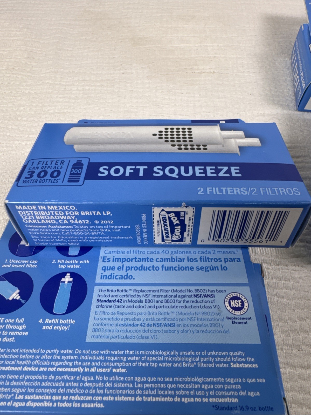 Brita Soft Squeeze Water Bottle Replacement Filters 4 packs of 2 Filters Sealed
