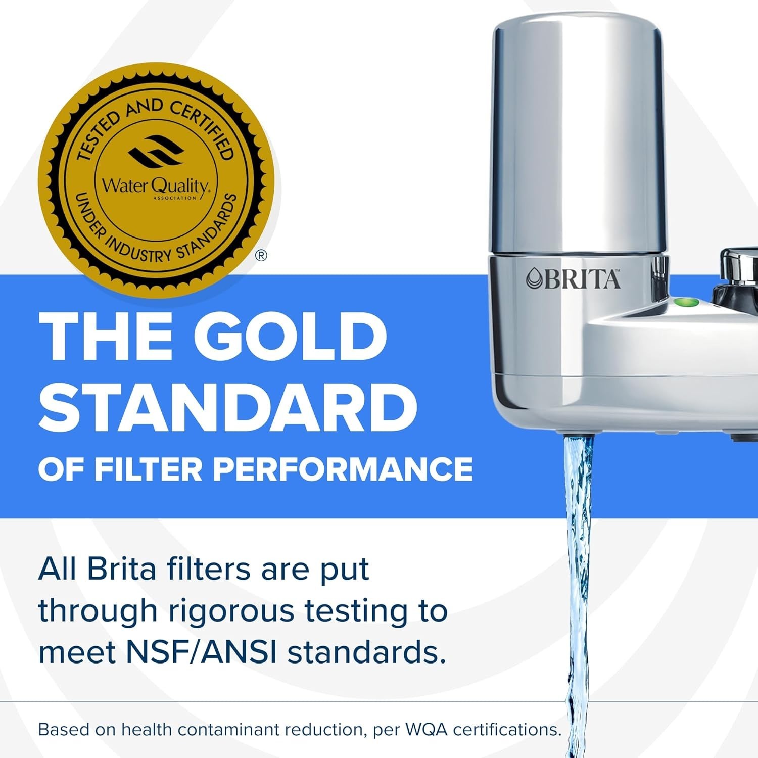 Brita Faucet Mount Water Filter System Chrome, No-Wait Filtration, Easy Install