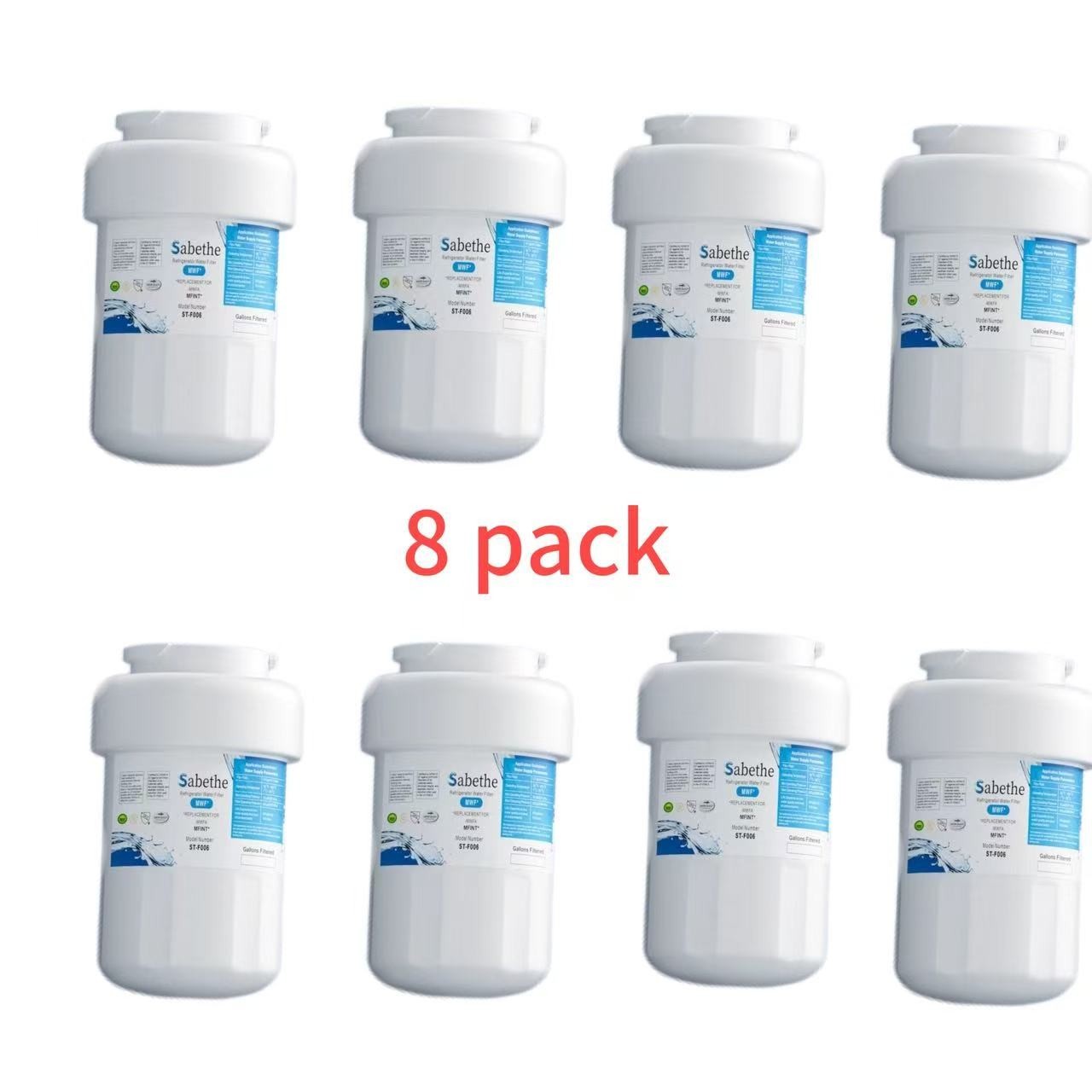 8 Pack Refrigerator Water Filter for GE MWF, MWFINT, MWFA, PC75009