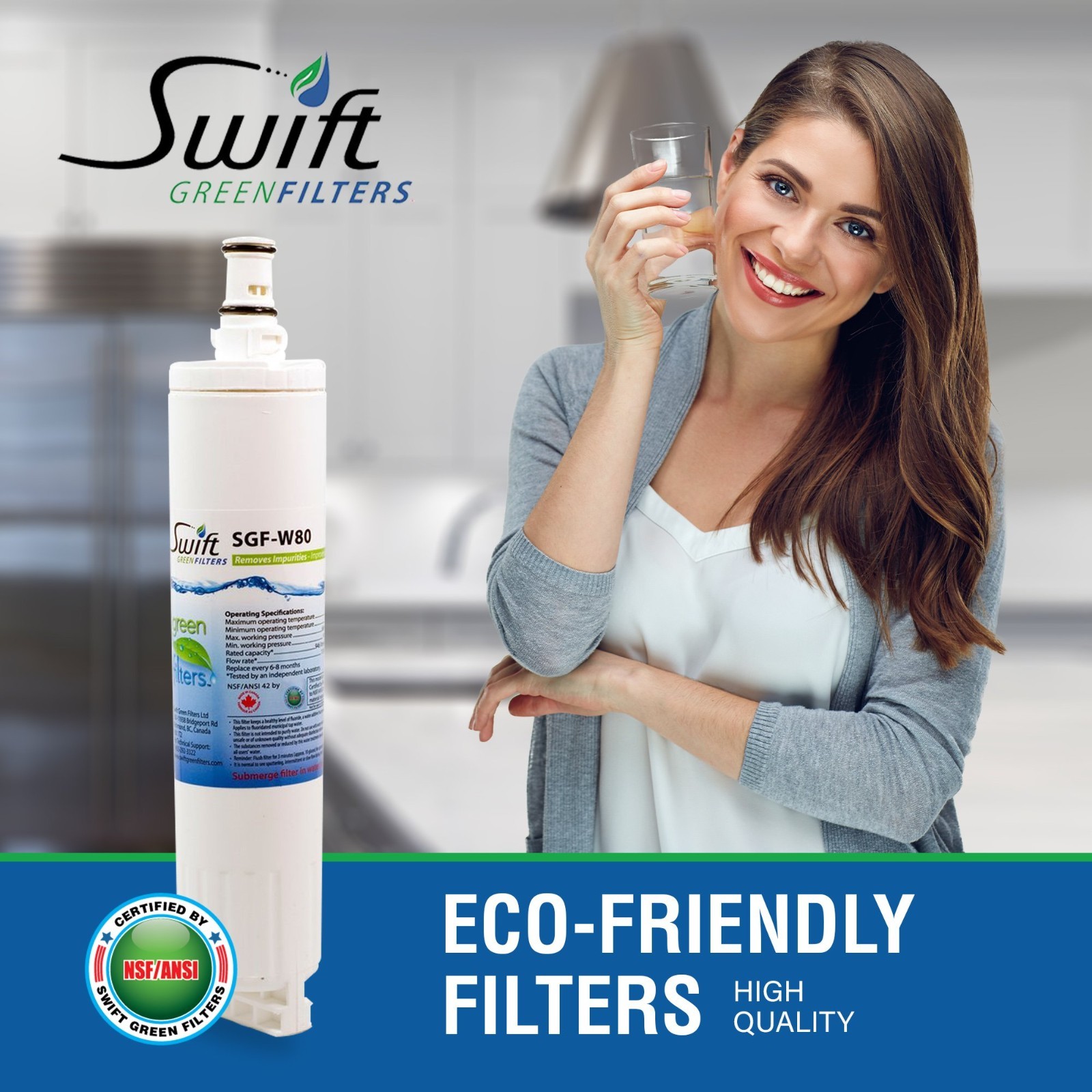 Swift Green Filters SGF-W80 Compatible Refrigerator Water Filter for 4396508-1 P