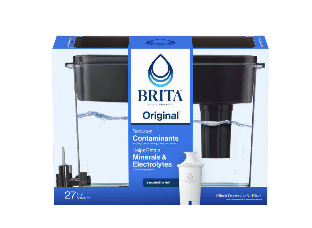Brita 27-Cup Extra Large Plastic Water Filtration Dispenser, Black, Brita Filter