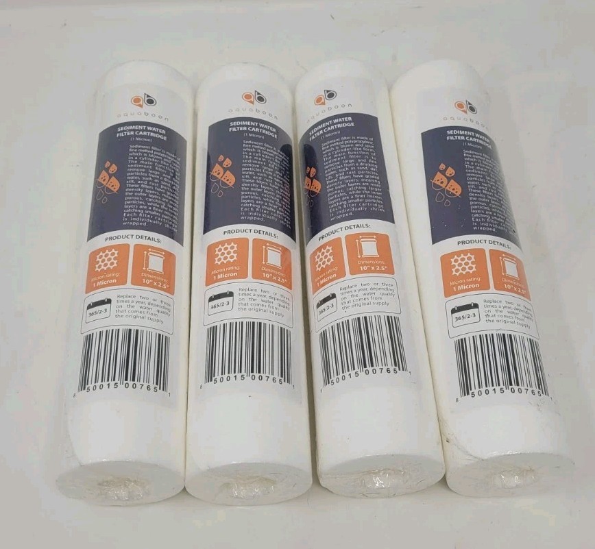 4PK of Aquaboon 1 Micron 10″ x 2.5″ Sediment Water Filter Cartridge by Aquaboon