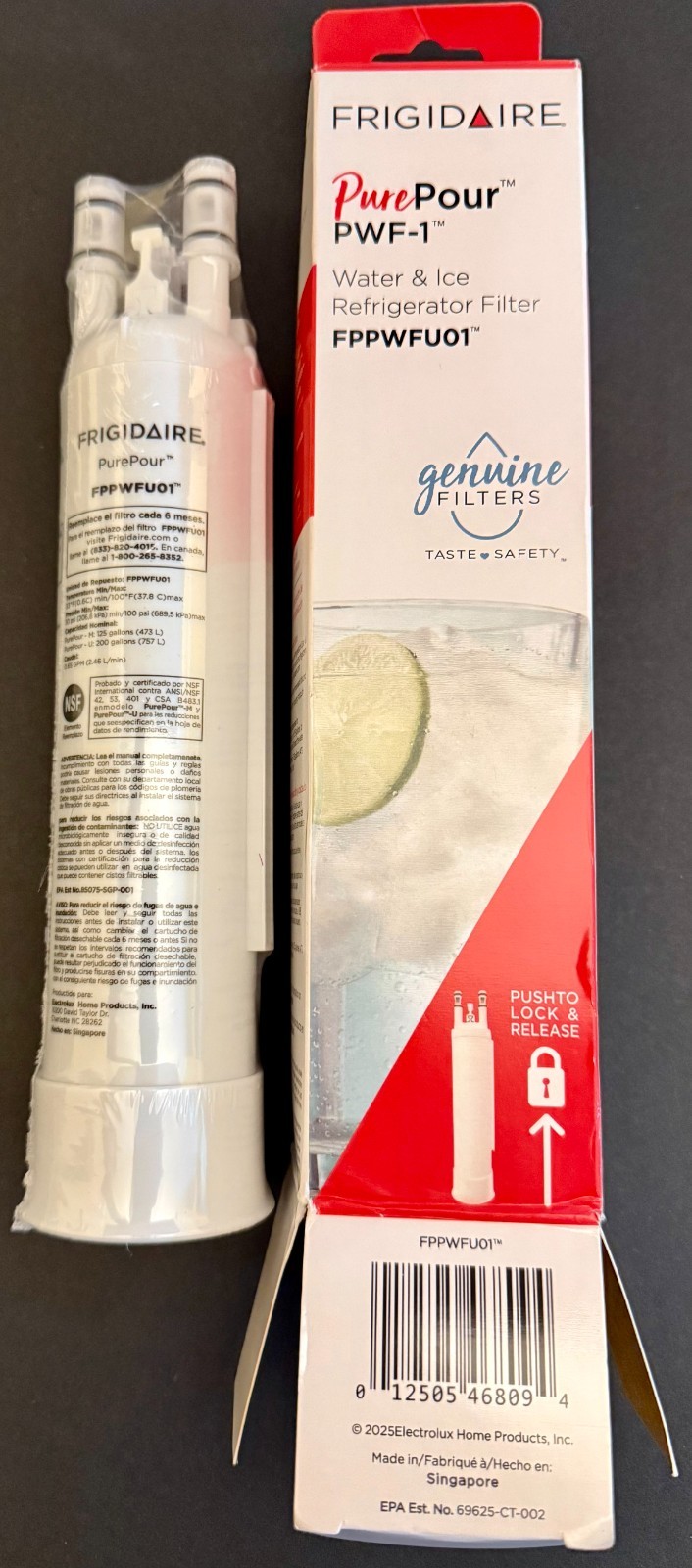 Frigidaire PWF-1 Water Filter TWO PACK PurePour FPPWFU01 Sealed OEM FREE SHIP