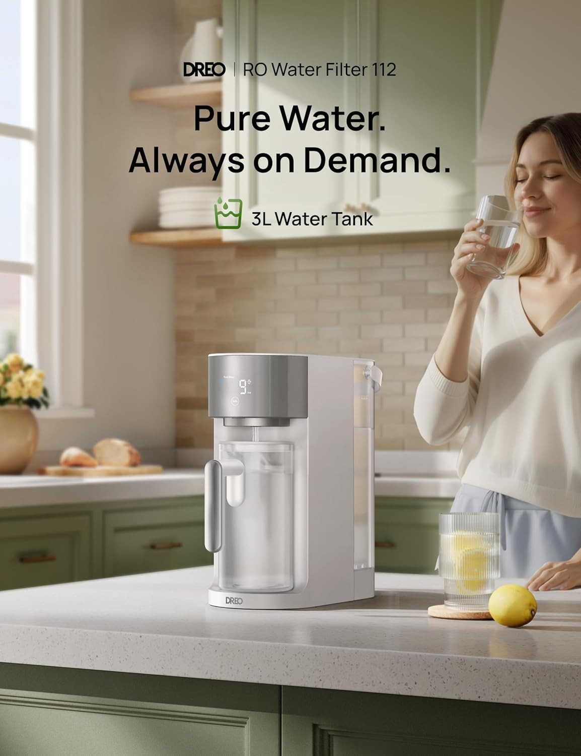 Reverse Osmosis Water Filter Countertop, RO Filtration System, 3:1 Pure to Drain