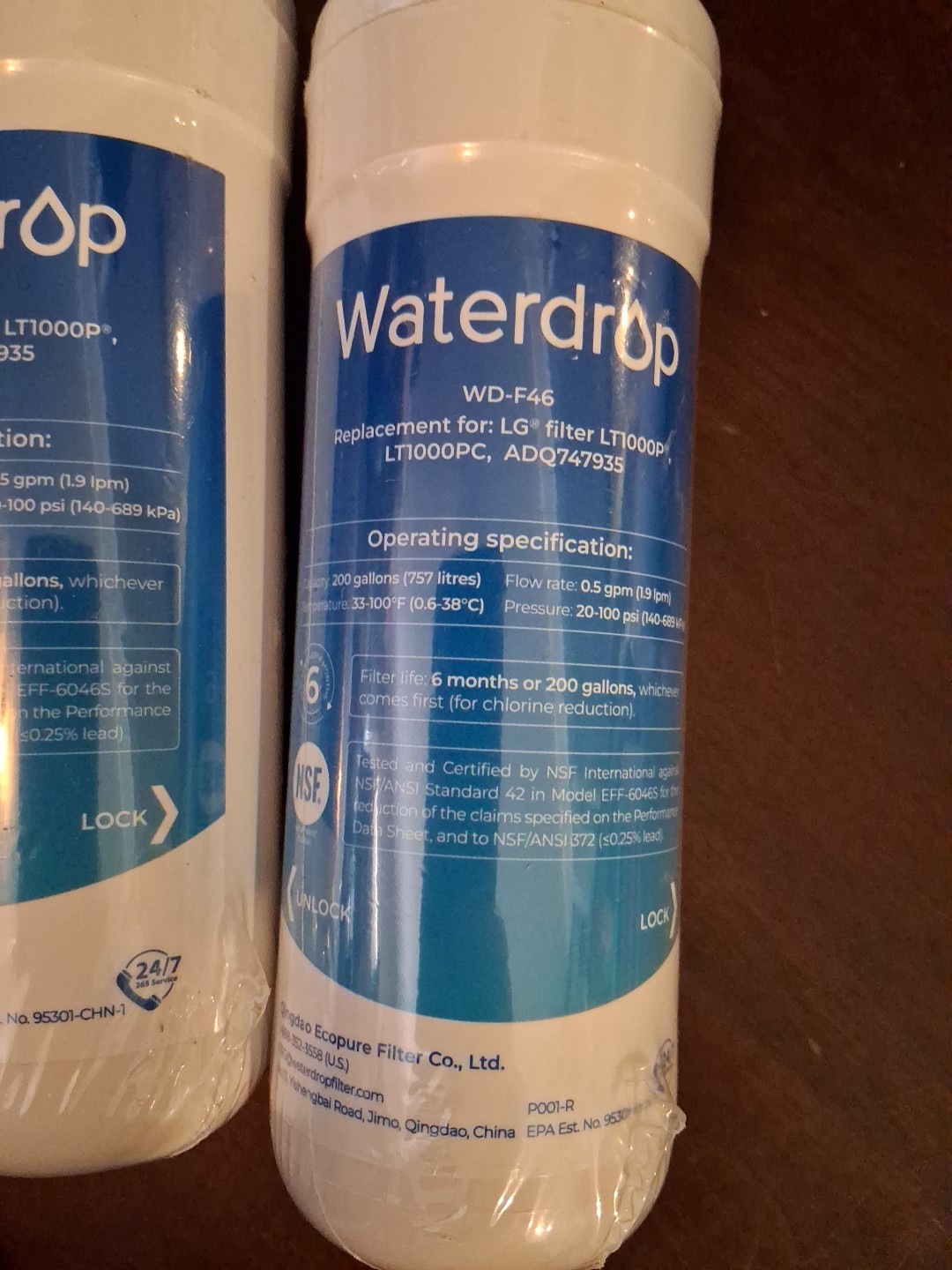 Waterdrop WD-F46 Refrigerator Water Filter 3PK For LG LT1000P LT1000PC New #31