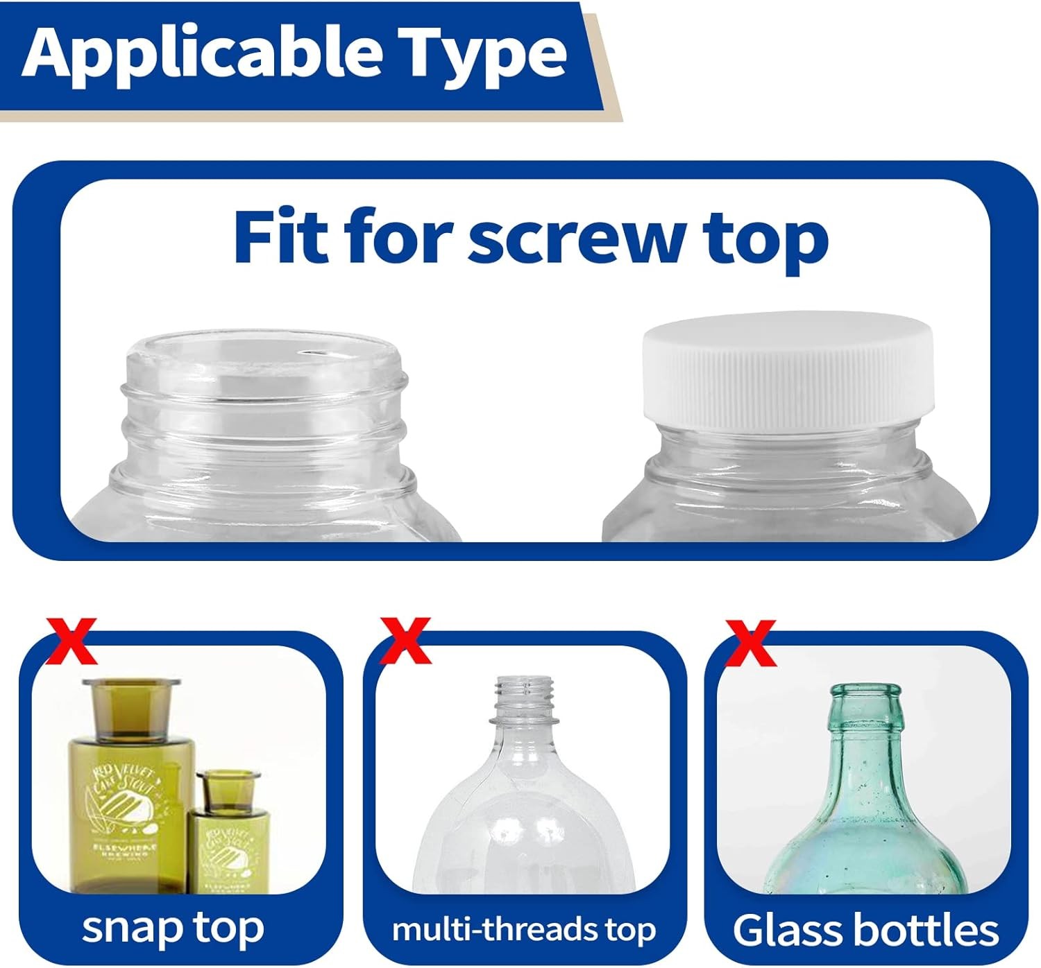 6Pcs 53mm Water Bottle Caps, Jug Caps Screw Top for 3 or 5 Gallon Jugs
