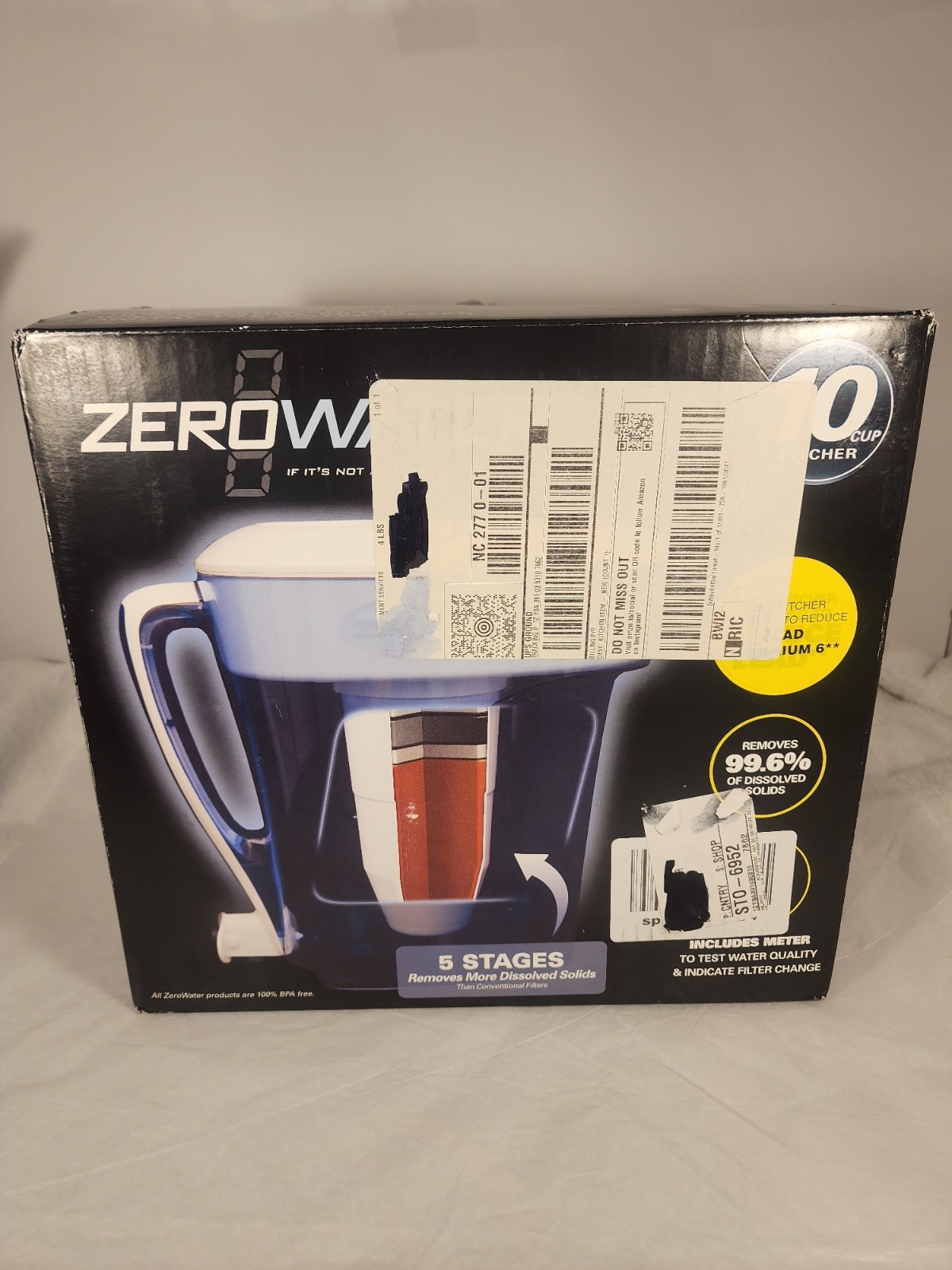 10-cup ZeroWater Pitcher ZP-010 Advanced 5-Stage ION Exchange Filtration Pitcher