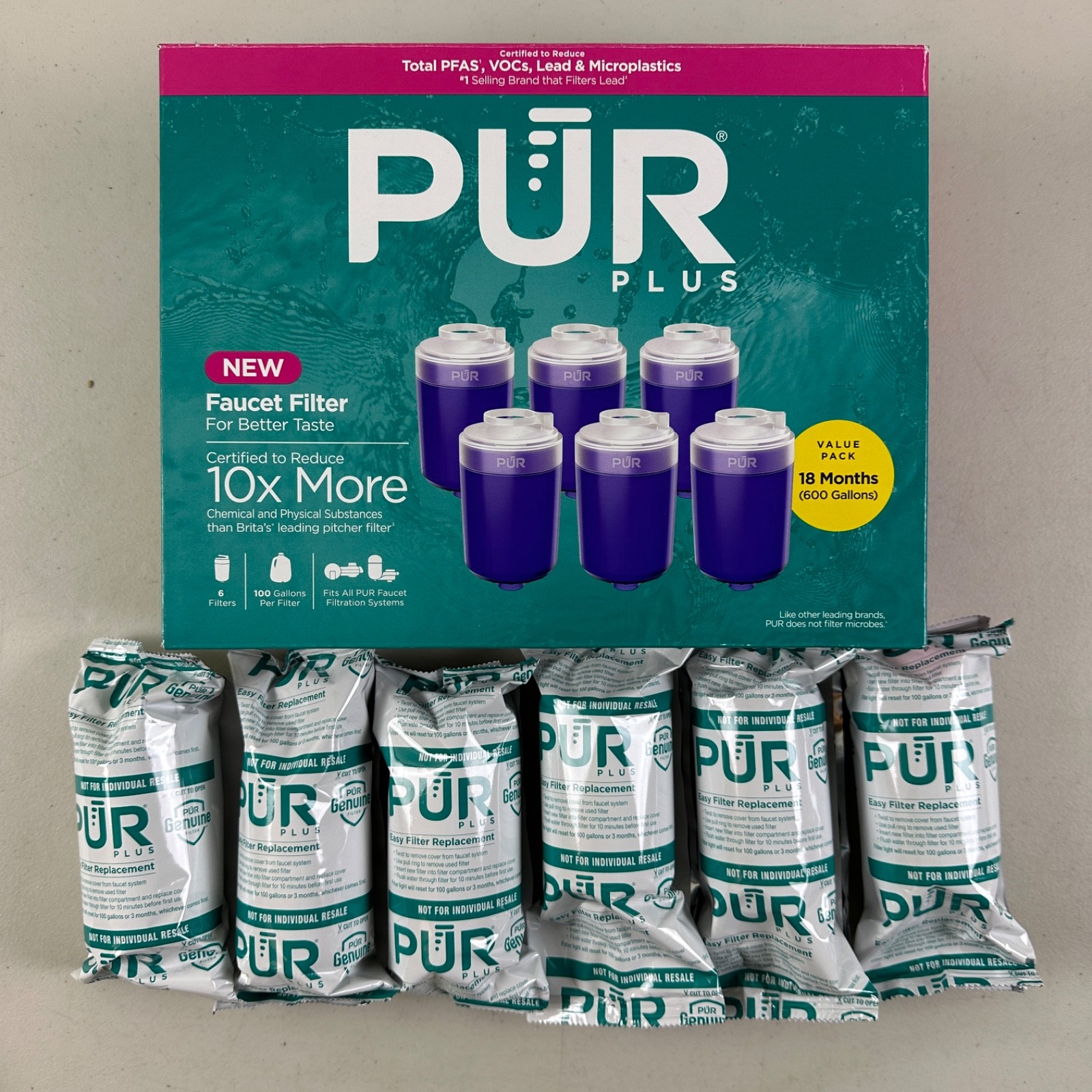6 PACK PUR PLUS Mineral Core Faucet Mount Water Filter Replacement RF-9999