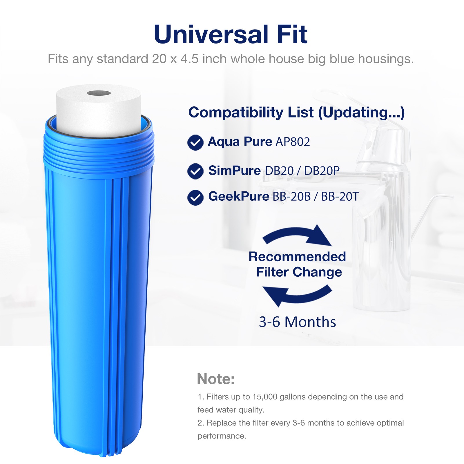 1/5 Micron 20″x4.5″ Sediment Water Filter Purifier Cartridge Replacement 20 Pack