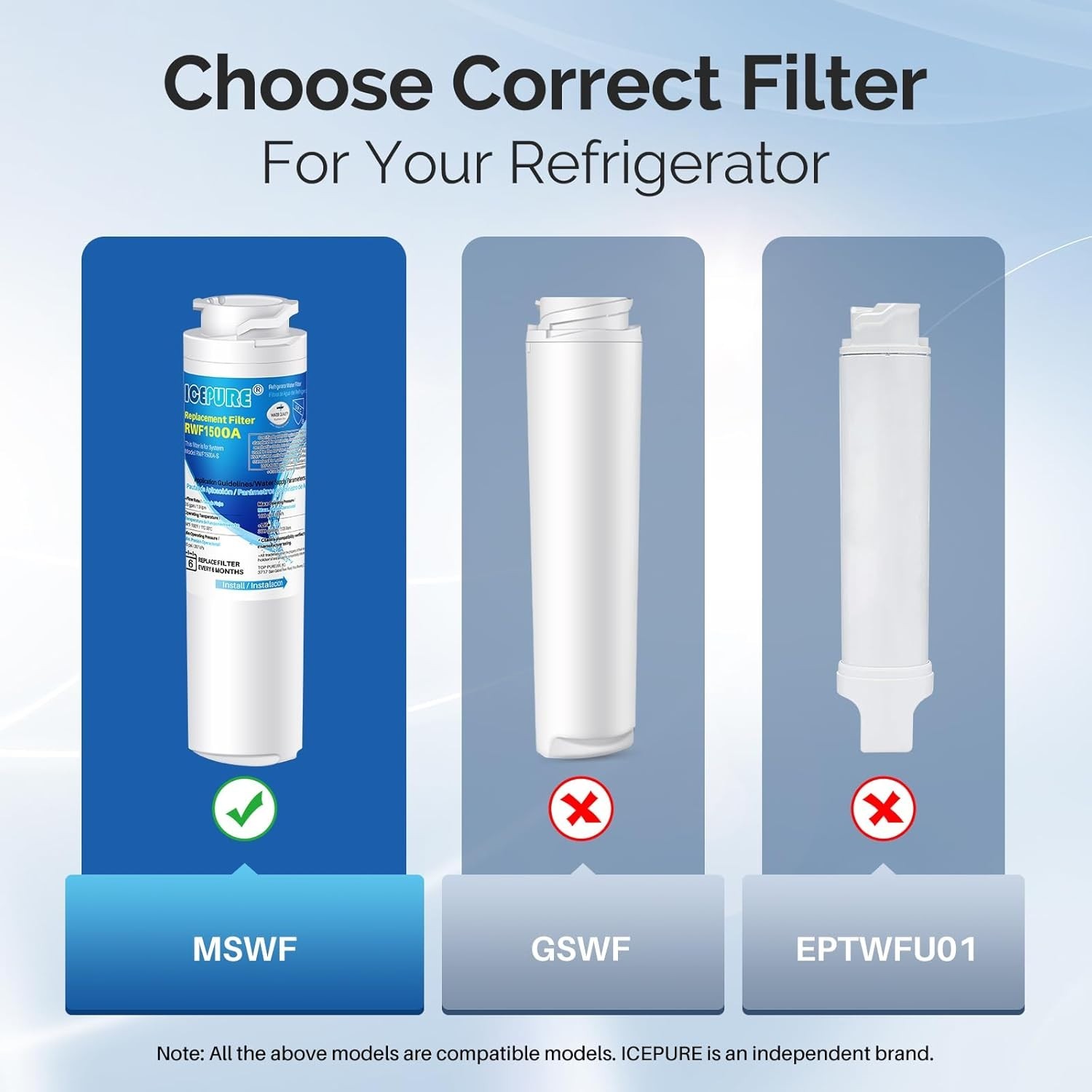 IcePure Replacement Water Filter RWF1500A Compatible with GE® 101820A 101821B