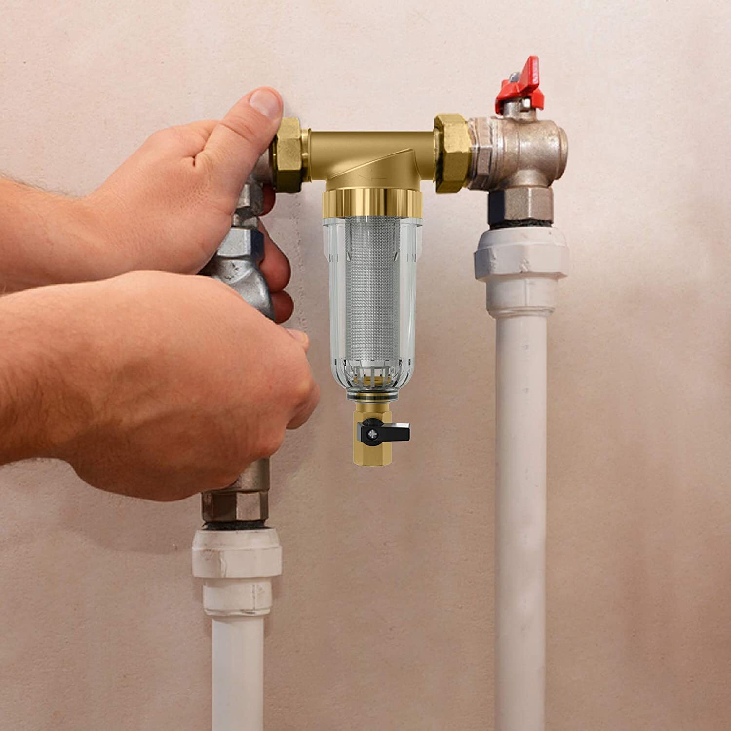 SimPure Home Whole House Water Filter Spin Down Sediment Pre-Filter System 40μm
