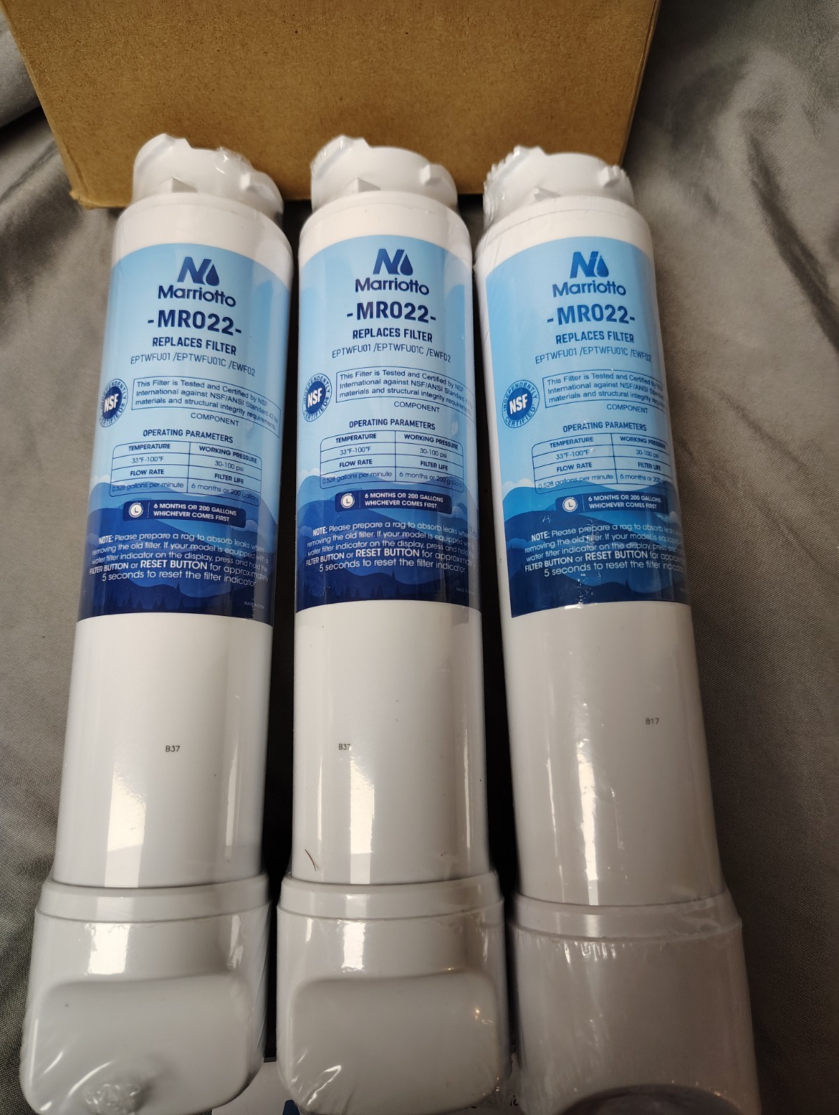 Marriotto MR022 Replacement Water Filter – Pack Of 3 – New Sealed