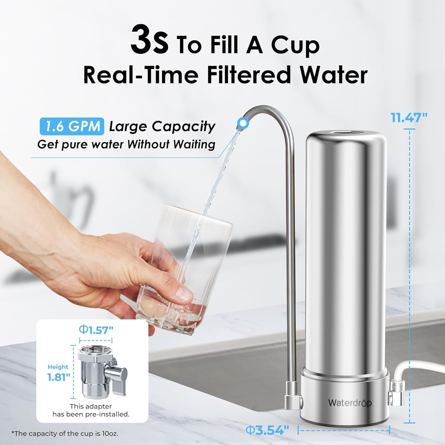 Waterdrop refurbished countertop water filter for sink,8000Gallons(with1 Filter)
