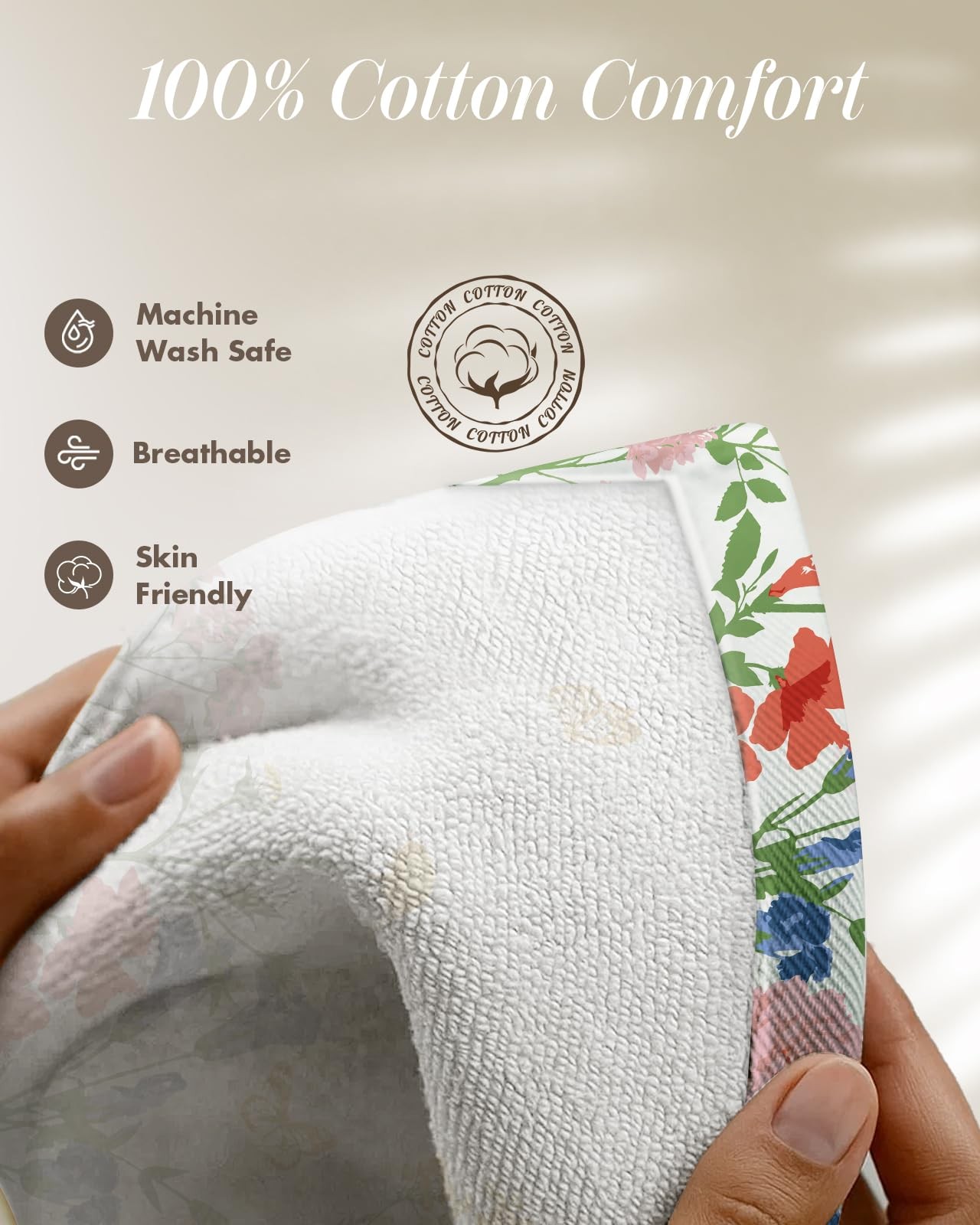 Miss Adola 270 GSM Cotton Kitchen Towels, Oven Mitt One Size, Retro Flower
