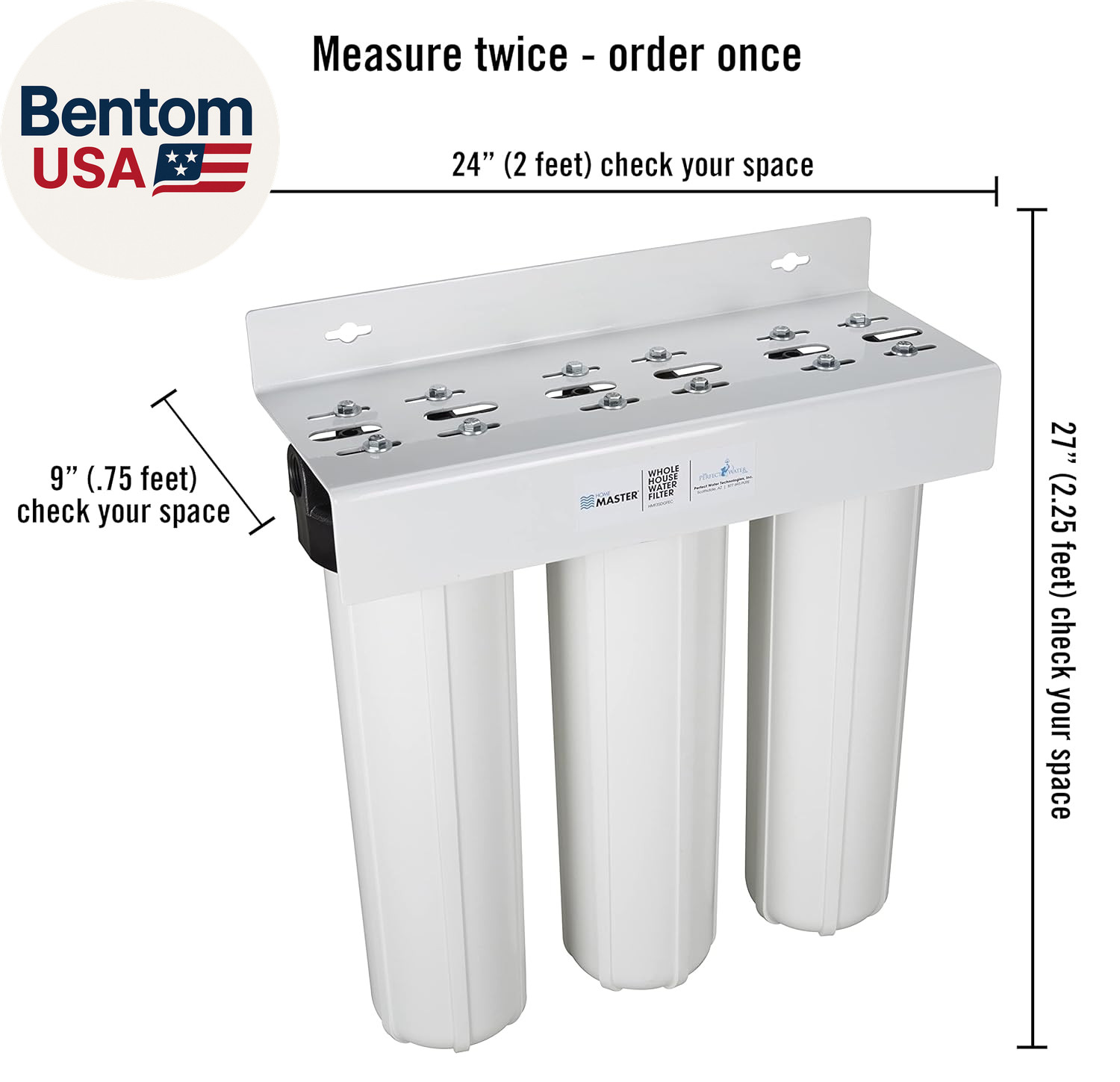 Whole House Three Stage Water Filtration System with Fine Sediment, Iron and Car