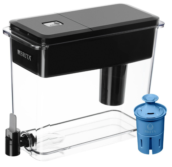 Brita Extra Large Ultramax 27-cup black water dispenser with 1 Elite filter