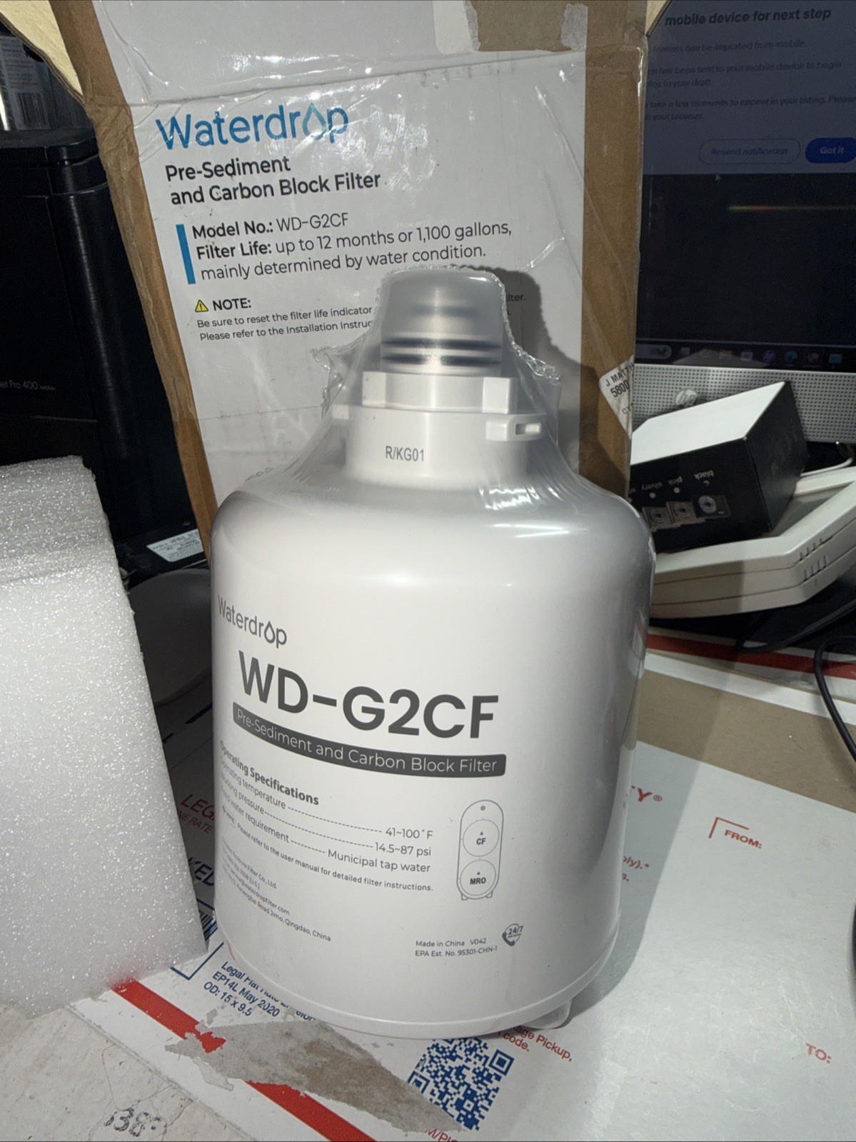 Waterdrop WD-G2CF Filter, Replacement for WD-G2-W WD-G2-B WD-G2P600-W