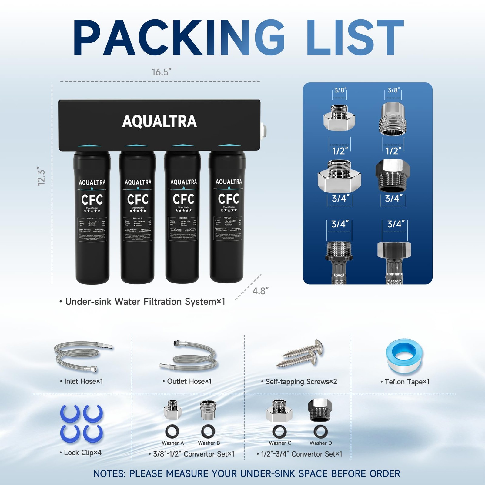 USF-4B-10 Under Sink Water Filtration System, Commercial 65K Gal, 0.5 μm Filt…