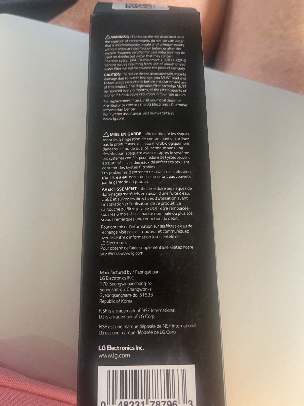 LG LT1000P Refrigerator Water Filter Replacement ADQ747935 1 PACK NEW IN BOX