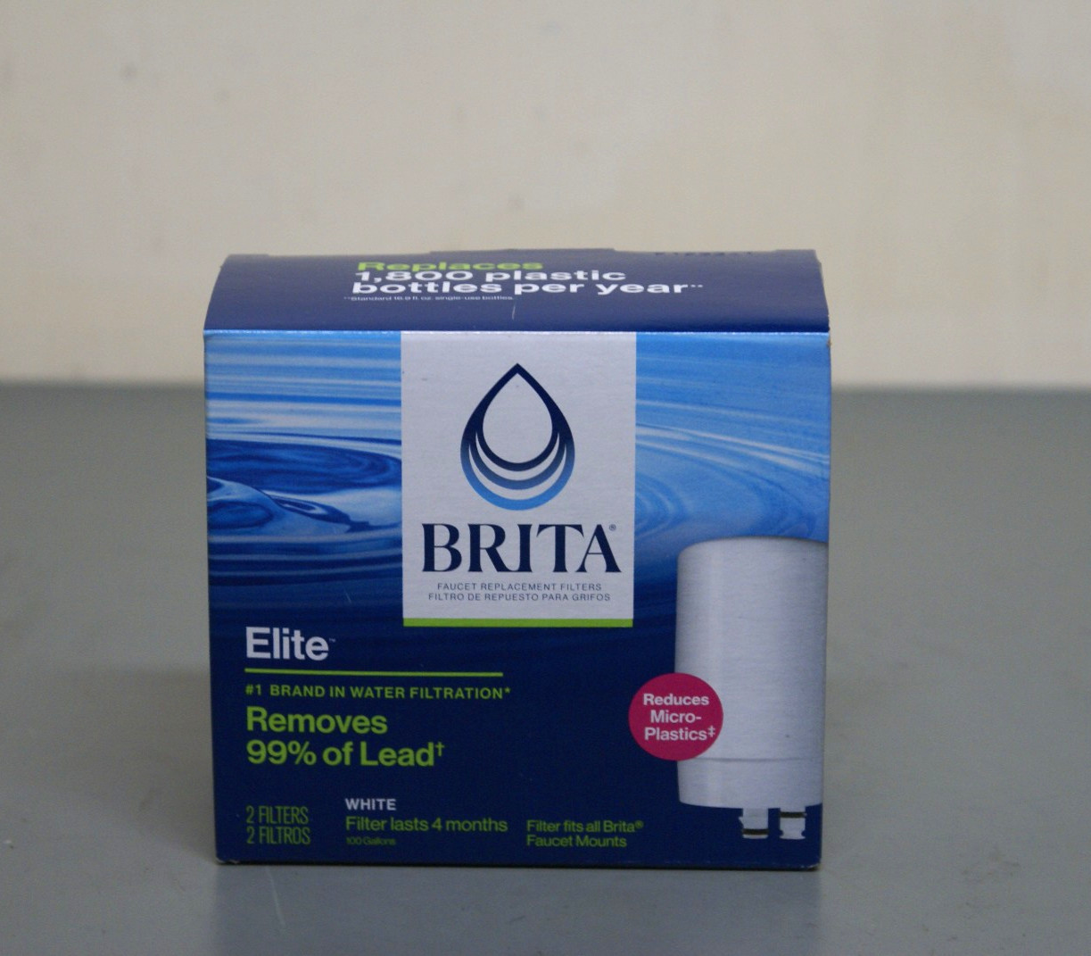 NEW Brita Faucet Elite White Filter Replacement 2 Pack Removes 99% Lead 1E