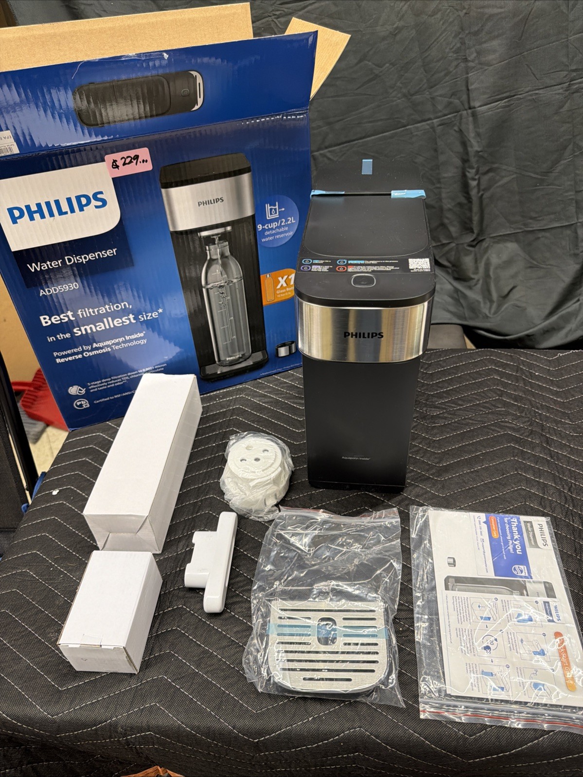 Philips Reverse Osmosis RO Water Filter System Compact Countertop – Silver Black