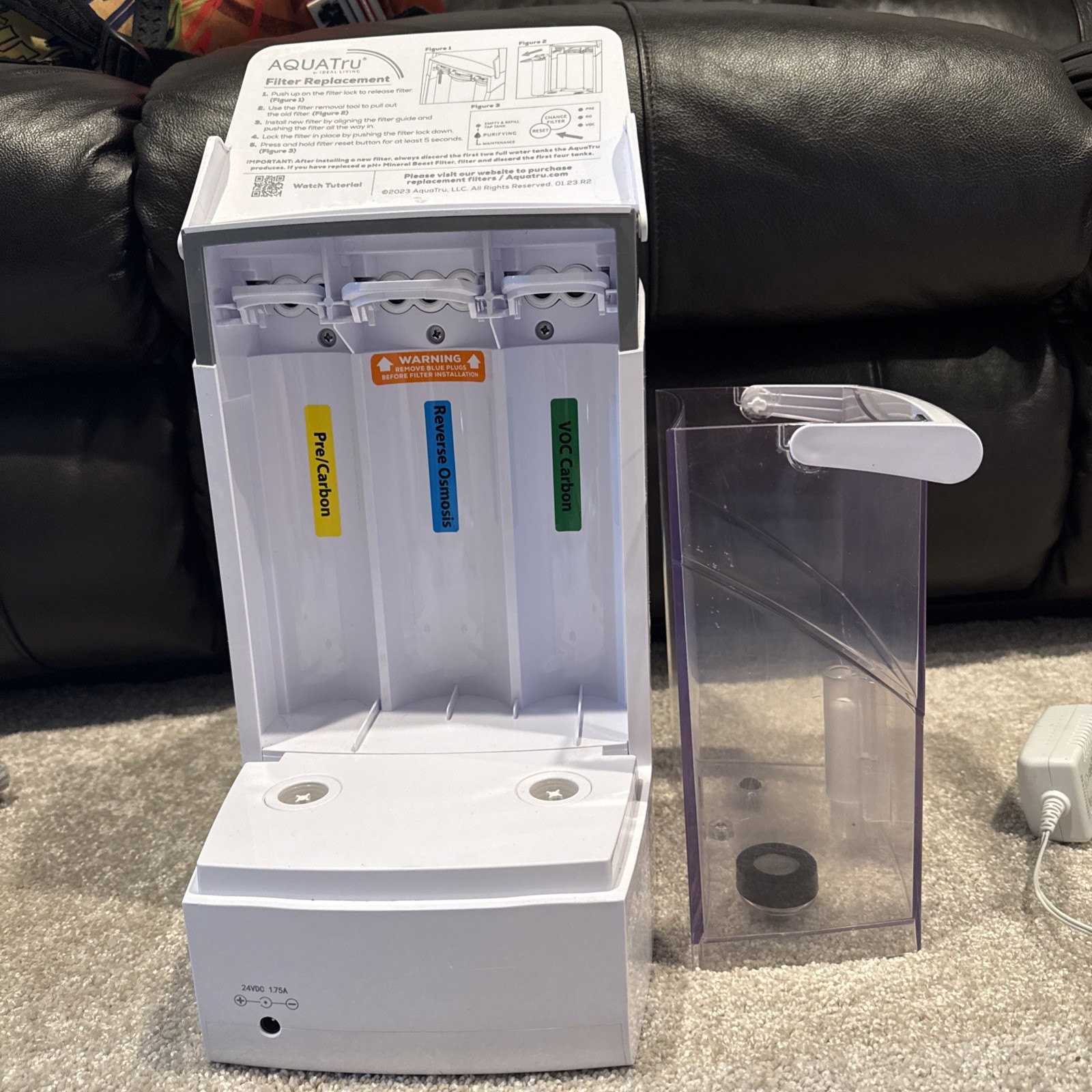 AQUATRU Carafe Countertop Reverse Osmosis Water Purifier No Filters AT100