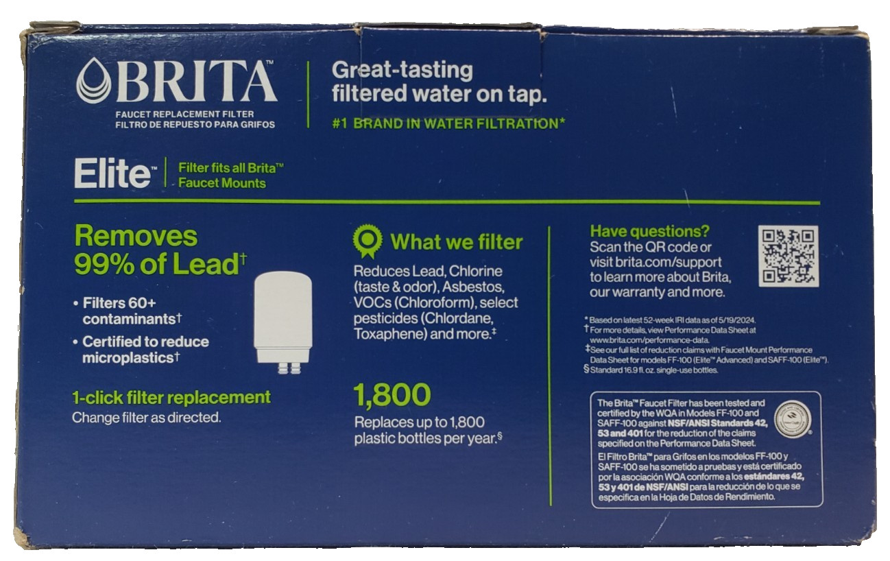 Brita Replacement Water Filter for Faucet Mount, Chrome, 3 Count