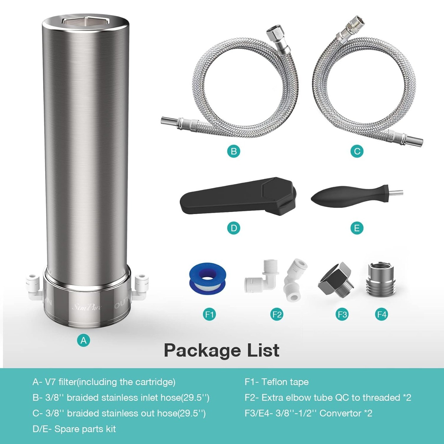 V7 Under Sink Water Filter System, 20000 Gallons, Reduces 99% Lead, Chlorine