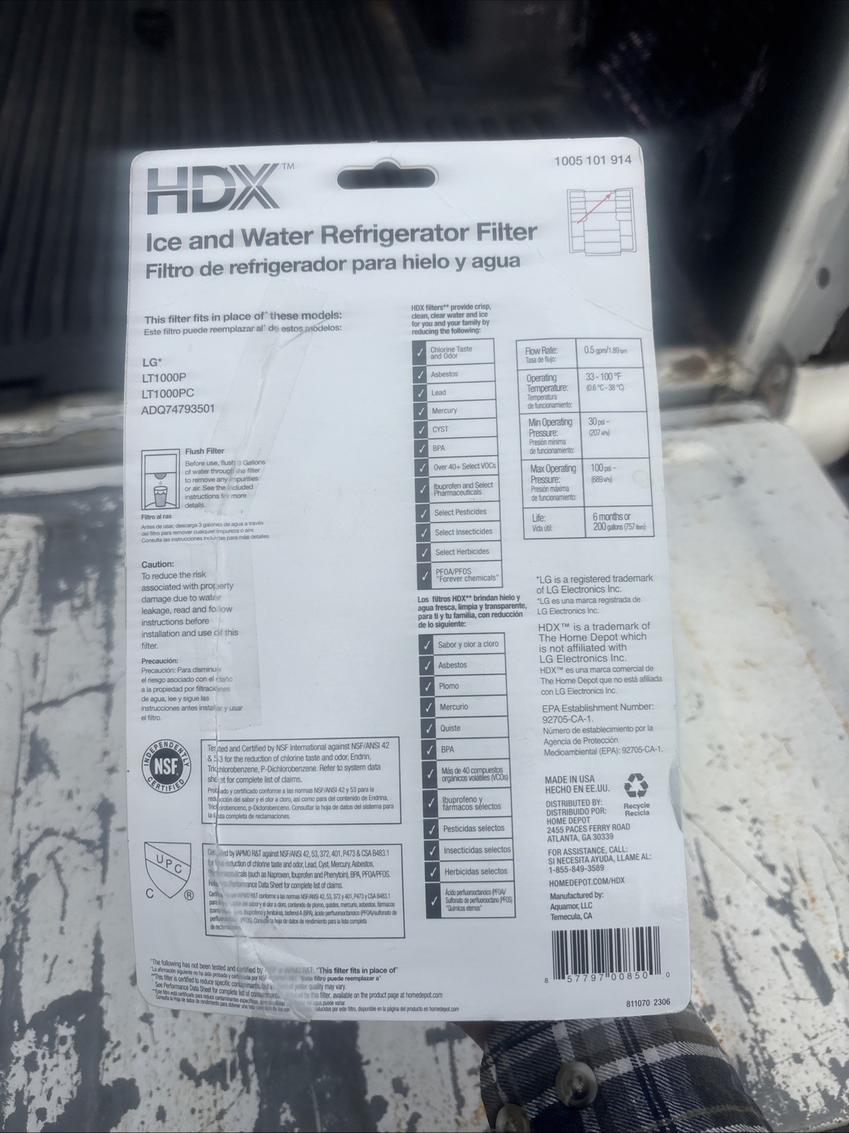 2-Pack HDX FML-5 Refrigerator Water Filters Replacement for LG LT 1000P