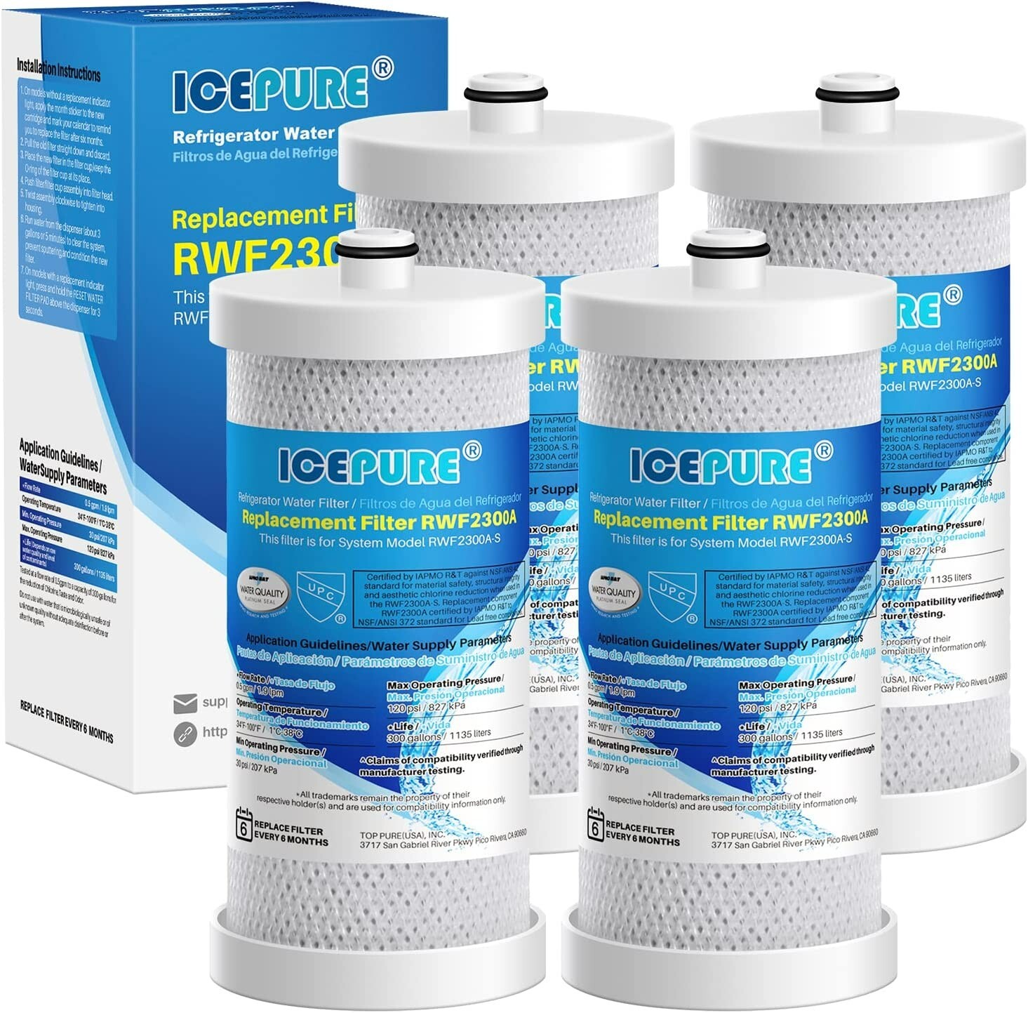 Fit for Frigidaire PureSource WF1CB RG100 NGRG2000 Icepure Water Filter 4 Pack