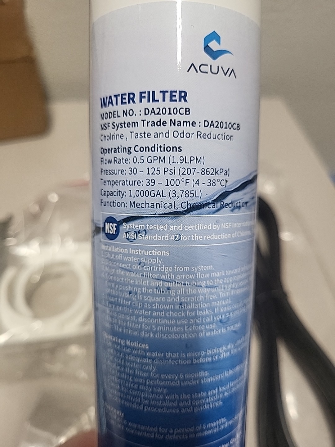 RV Water Filter(ACUVA) Chlorine ODOR COMPLETE KIT MOUNT BRACKET