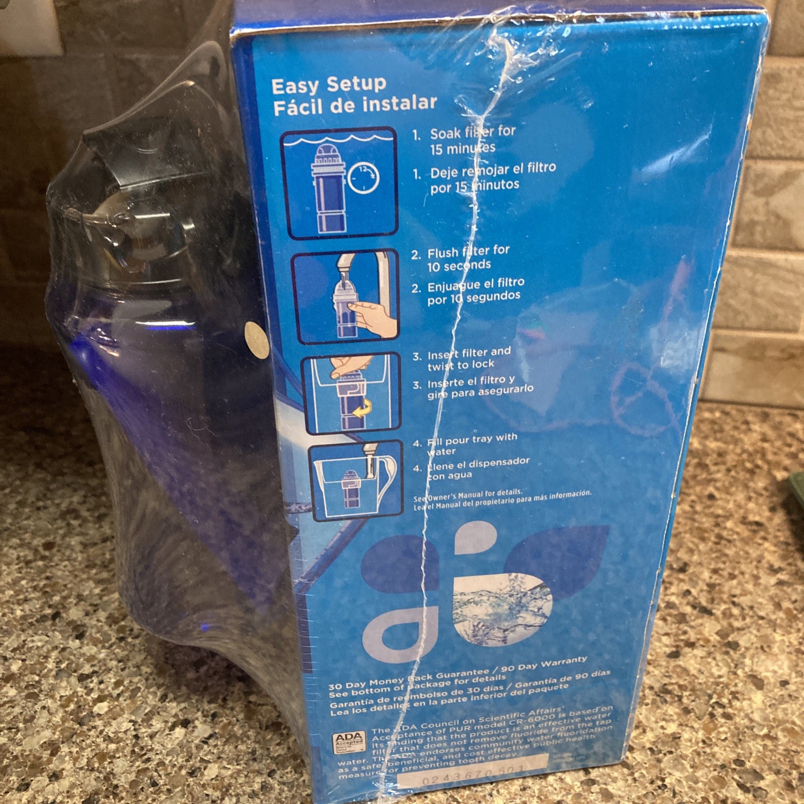 PUR 7 Cup Water Pitcher Filtration System Filters Chlorine & Mercury