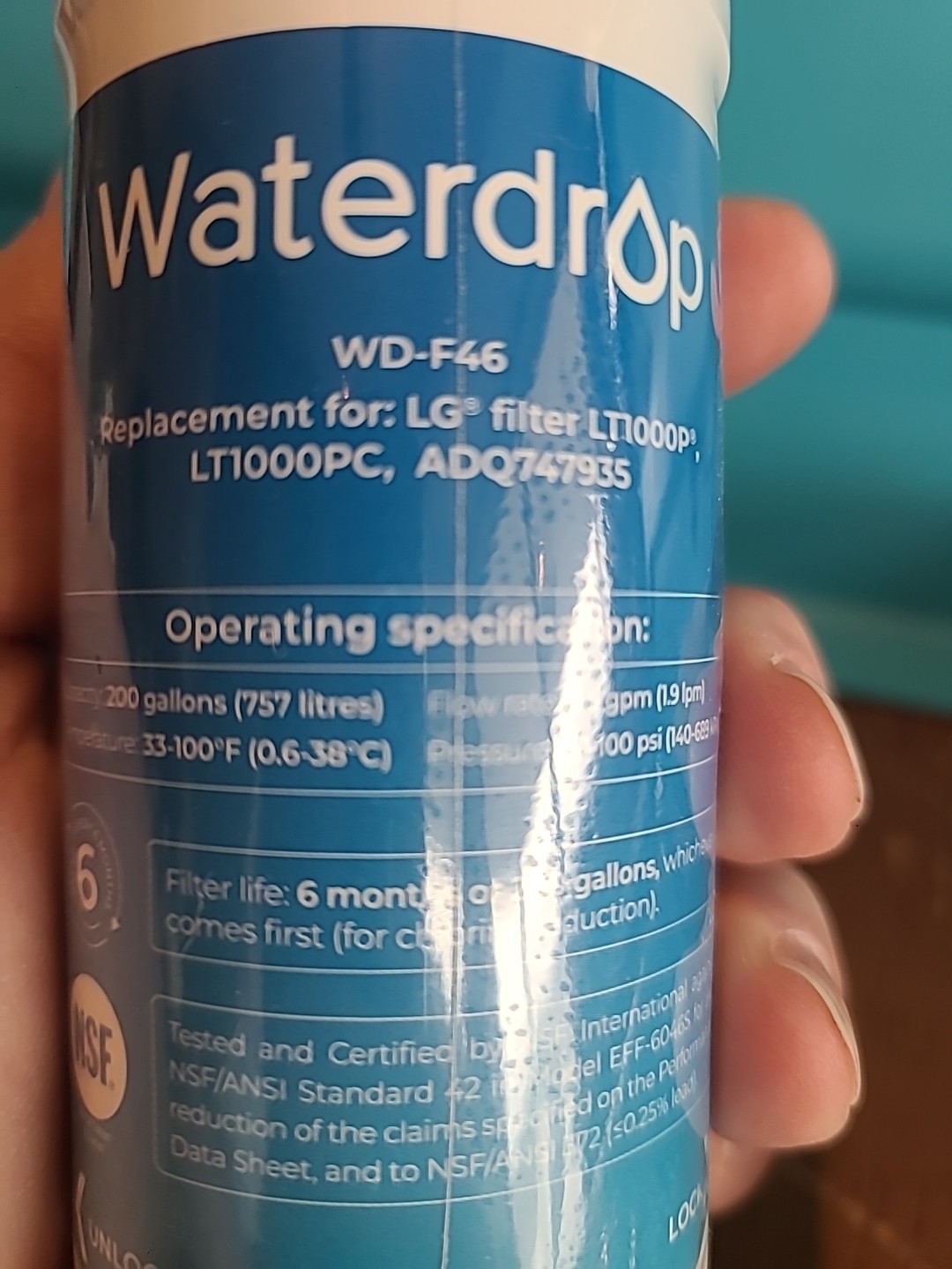 2 Waterdrop WD-F46 Water Filters LG Refrigerator