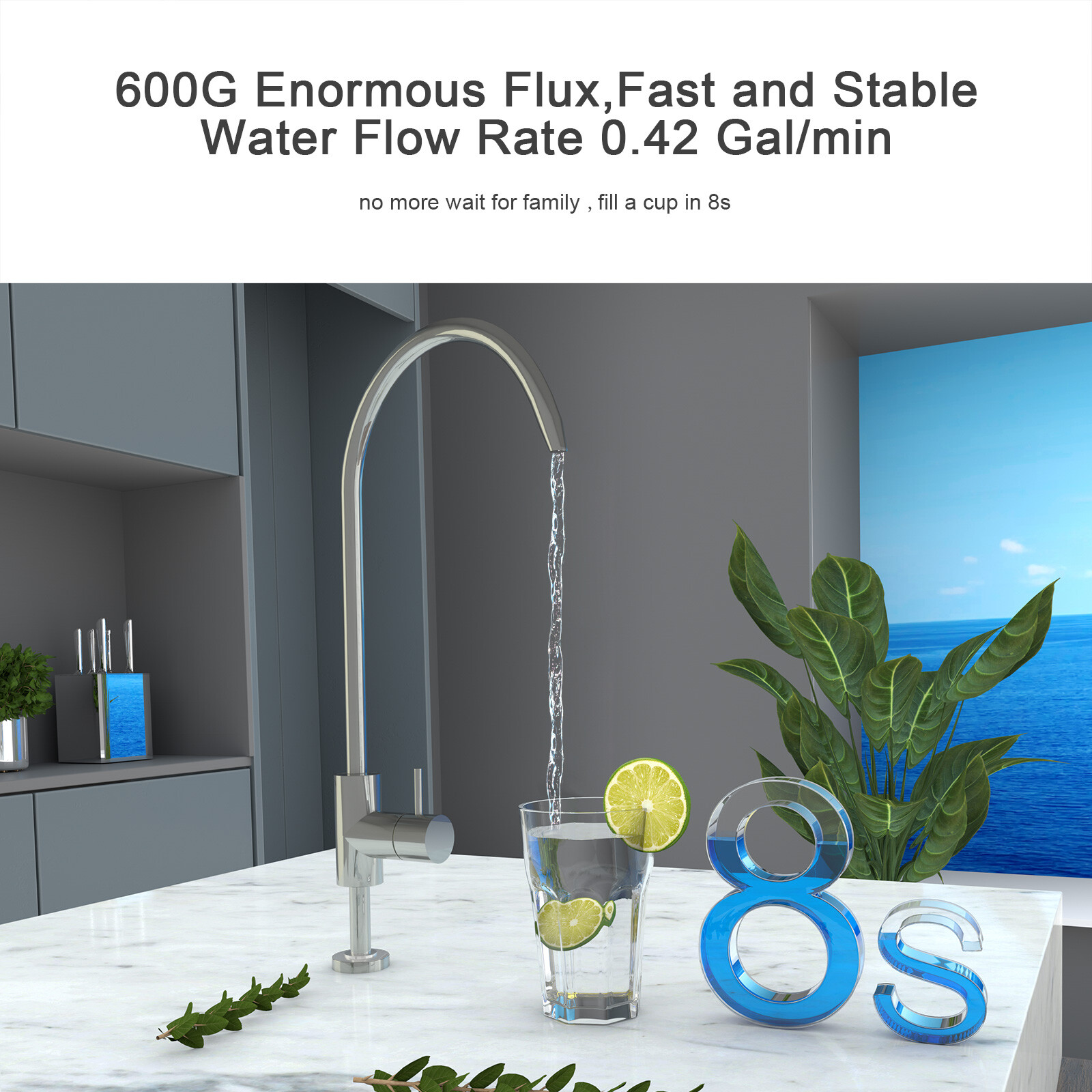 Tankless Water Filter Purifier System Filtration Reverse Osmosis RO Under Sink