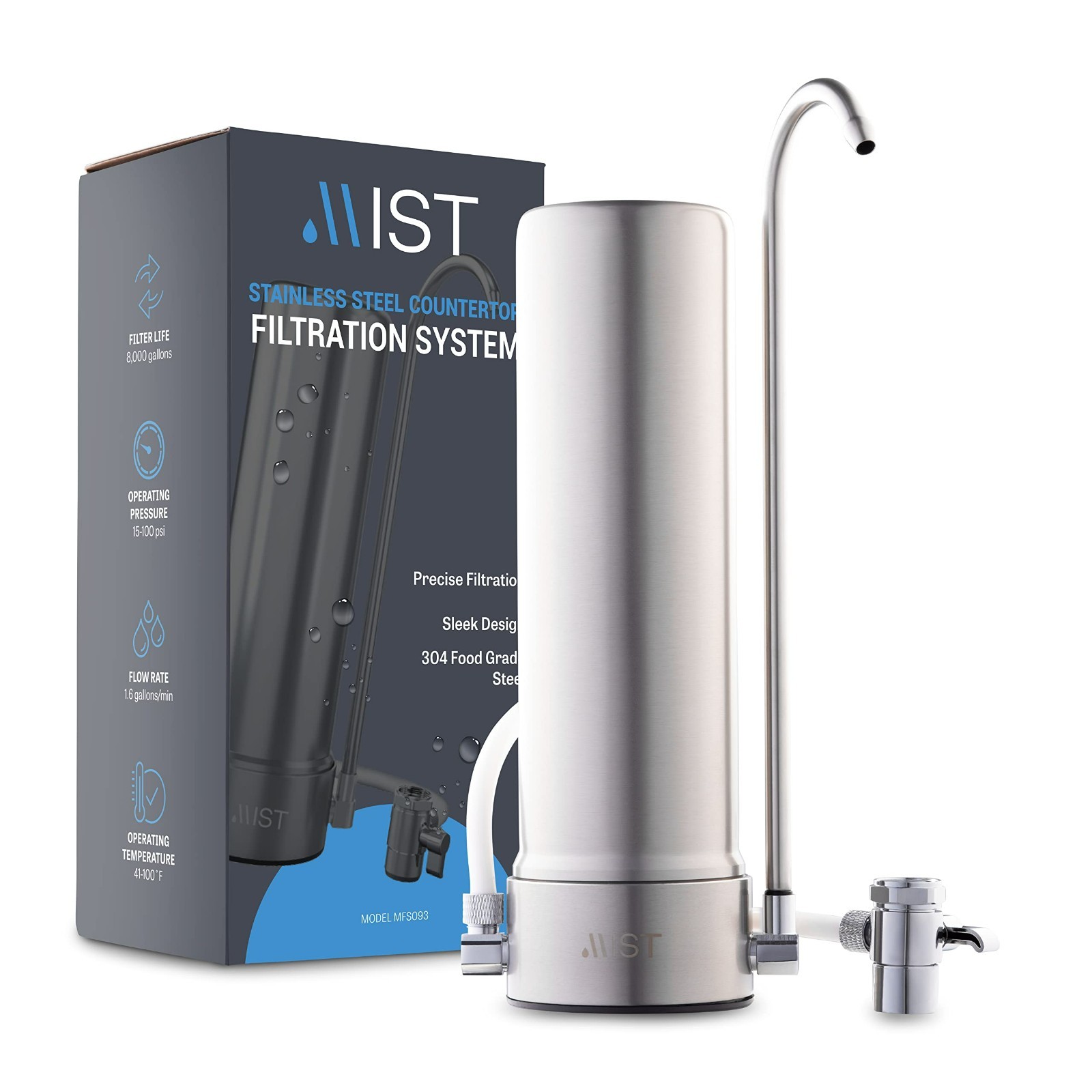 Mist Countertop Water Filter 5-Stage 8000 Gal Stainless Steel