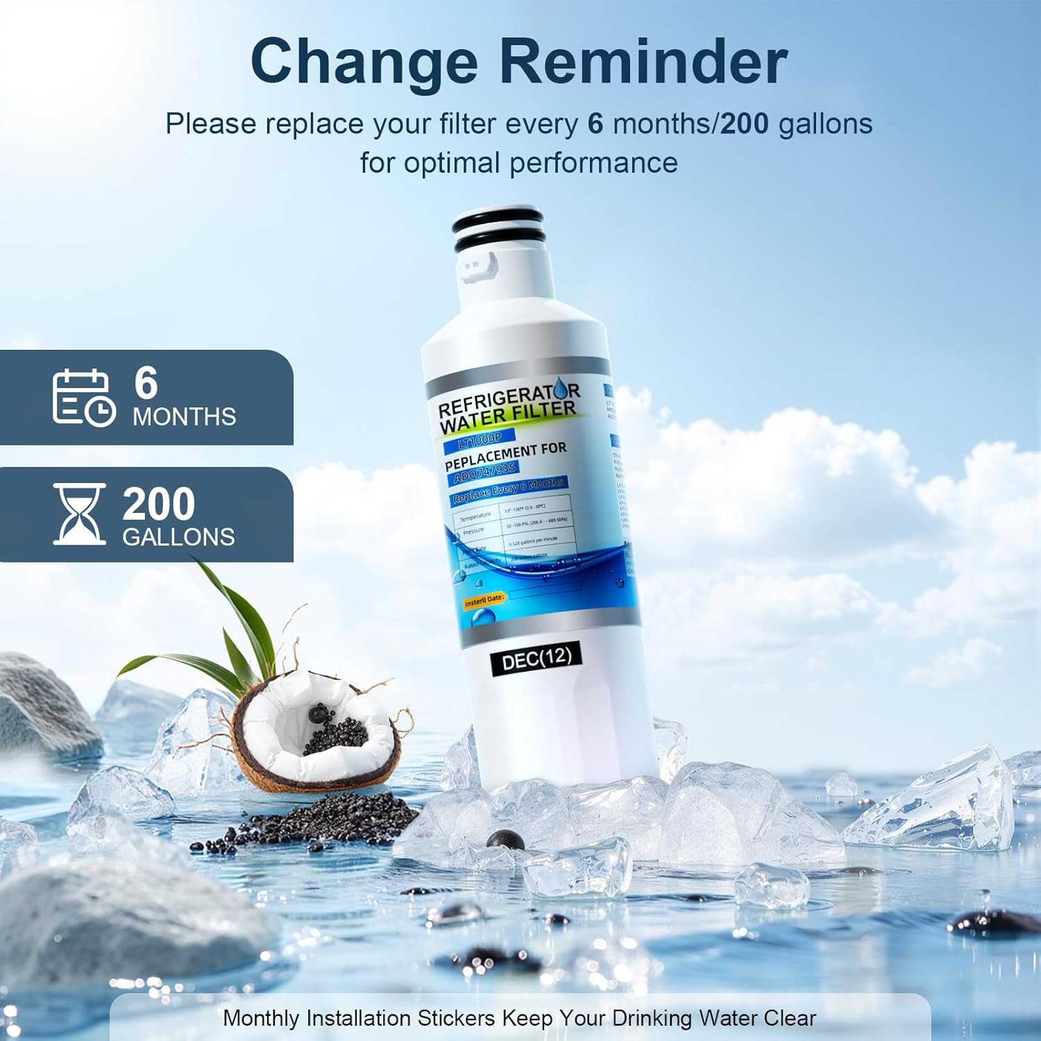 Water Filter Replacement for LG LT1000P Thinq Refrigerator Models