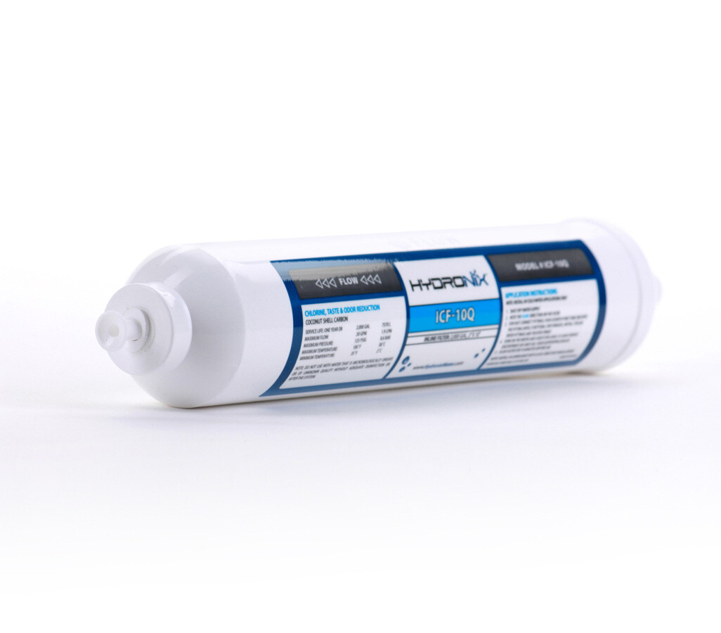 5 PK Inline RO Fridge Ice Coconut Shell GAC Water Filter, 2000 Gal 1/4″ QC Ports