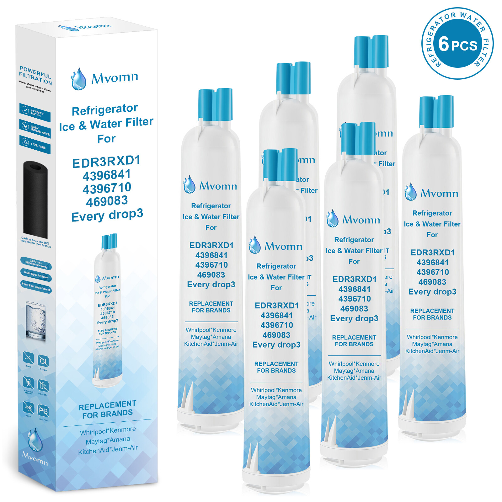 6Pack Kenmore 9083 469083 9020 Replacement Refrigerator Cartridge Water Filter