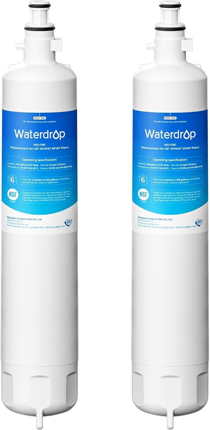 Waterdrop WD-F19C Refrigerator Water Filter for GE RPWFE RPWF Built-in CHIP