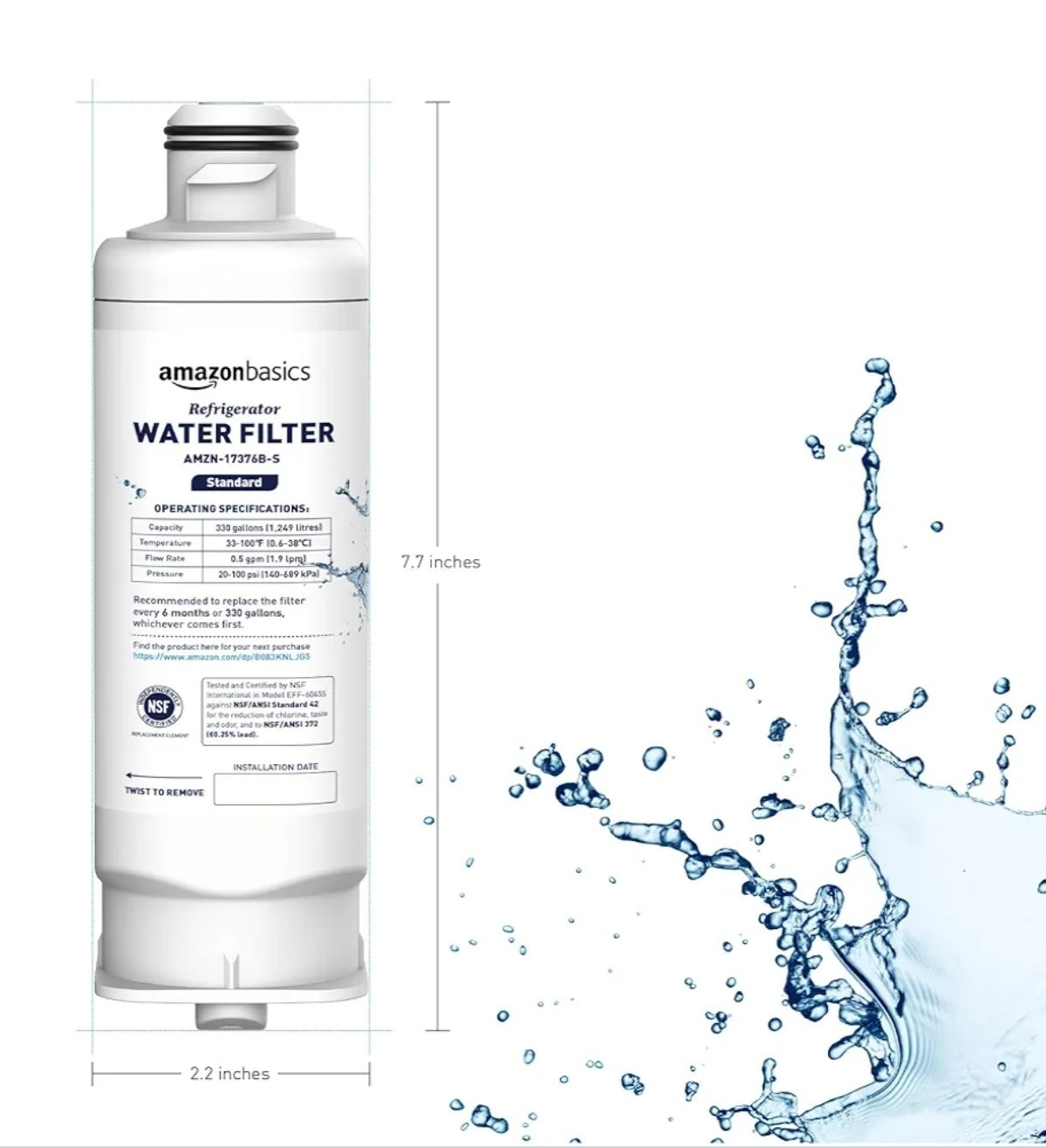 Amazon Basics For Samsung AMZN-00020B-P Fridge Water Filter, 3-Pack NEW. 21