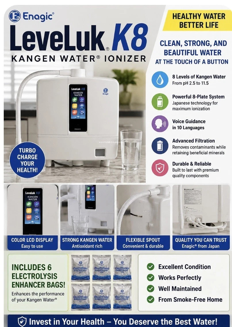 NEW Enagic LeveLuk K8 Kangen Alkaline Water Filtration Ionizer Machine A26-00