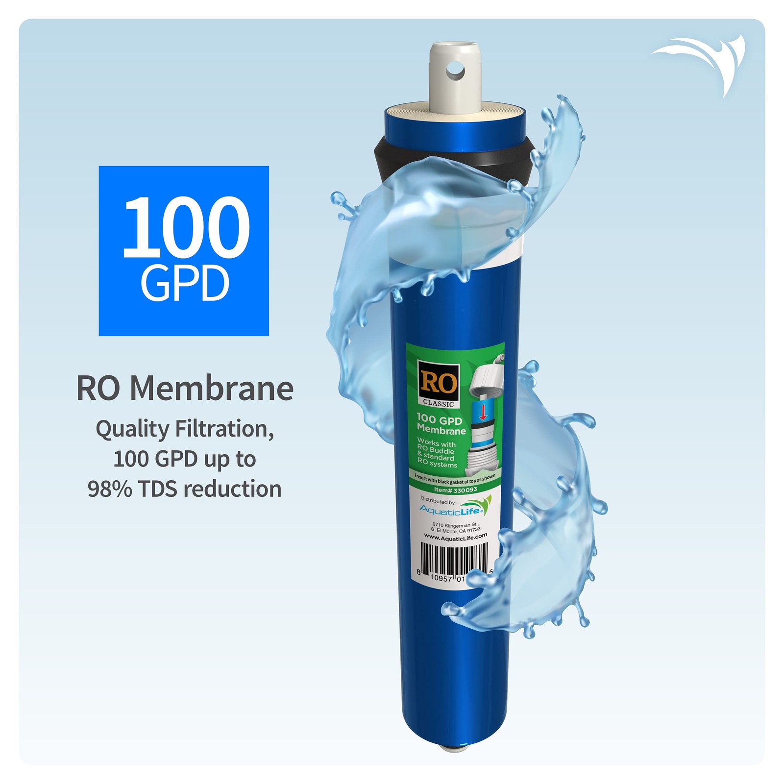 AquaticLife 10 in RO/DI Filter Kit, 100 GPD, Carbon
