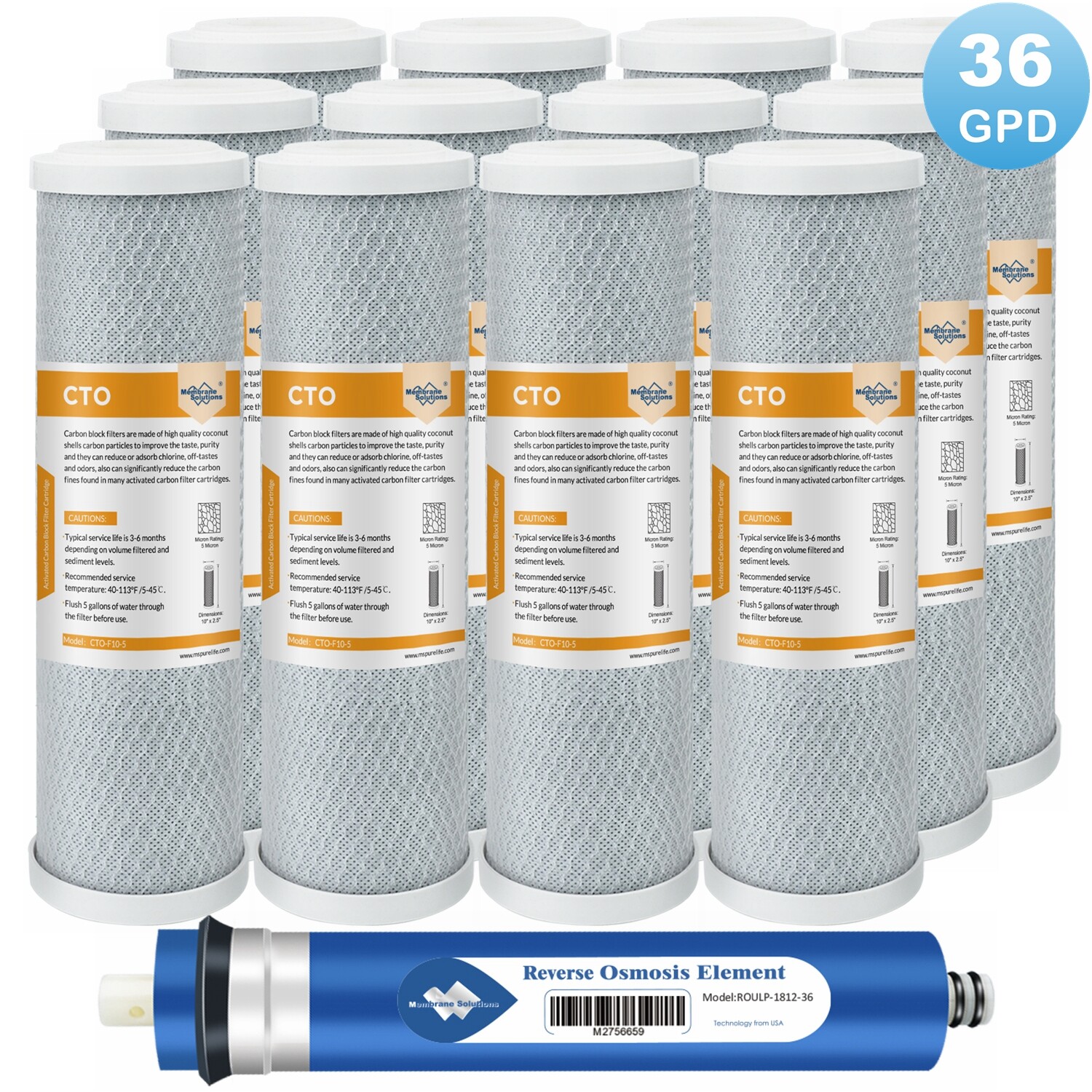 1/2/3 Year Set 36 GPD RO Membrane Carbon Water Filter for GE FX12P FX12M GXRM10G