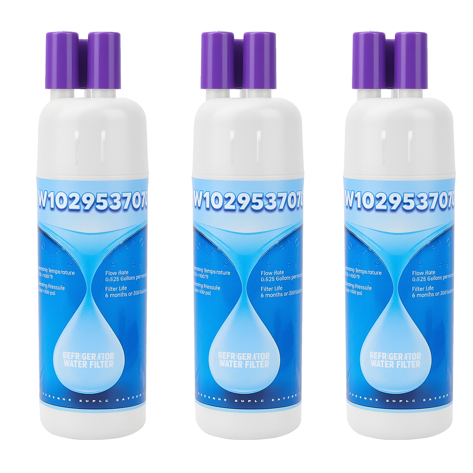 3 Pack Refrigerator water filter 10295370A WHR1RXD1 KAD1RXD1 P8RFWB2L, P8WB2L