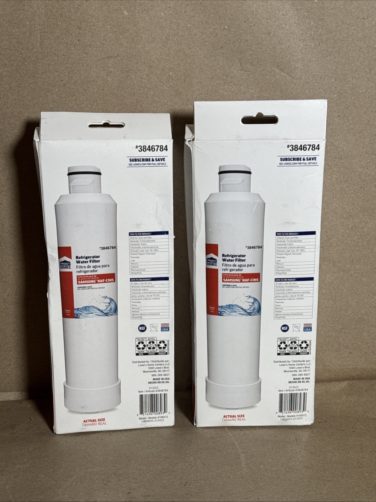 Project Source 3846784 Refrigerator Water Filter 4 Pack (2 Packs Of 2) New