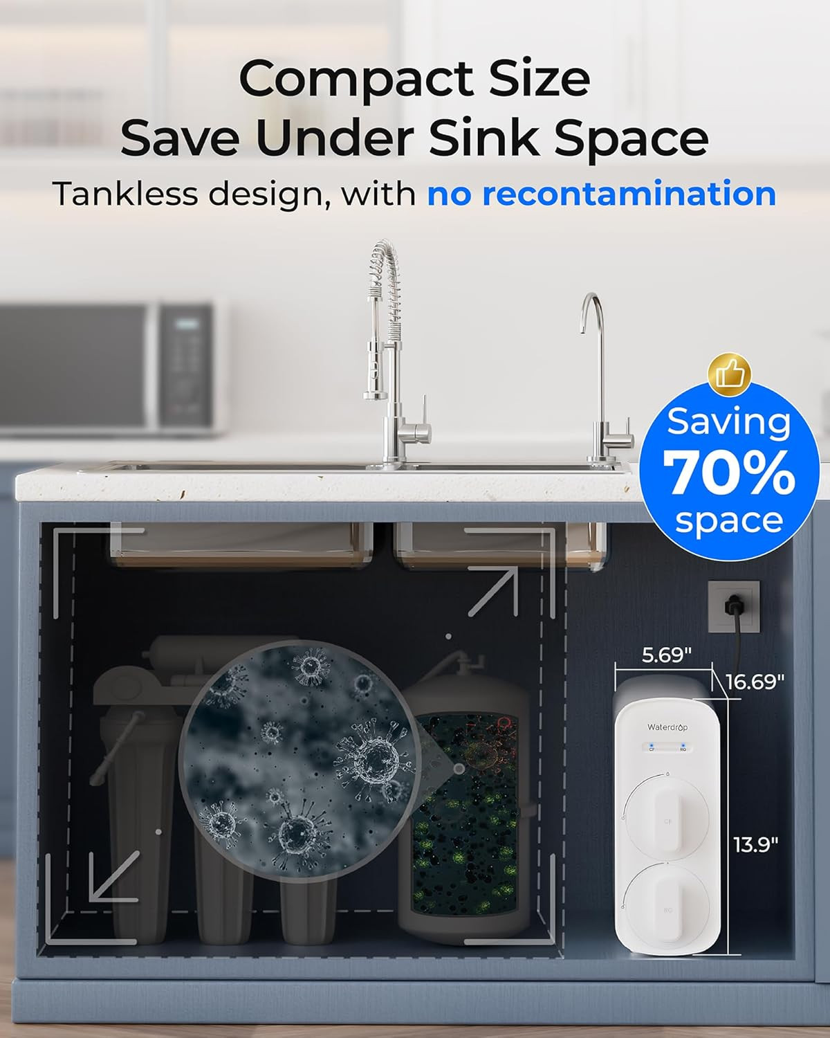 G5P500 Reverse Osmosis Water Filter 7 Stage NSF 500G RO System Reduces TDS PFAS