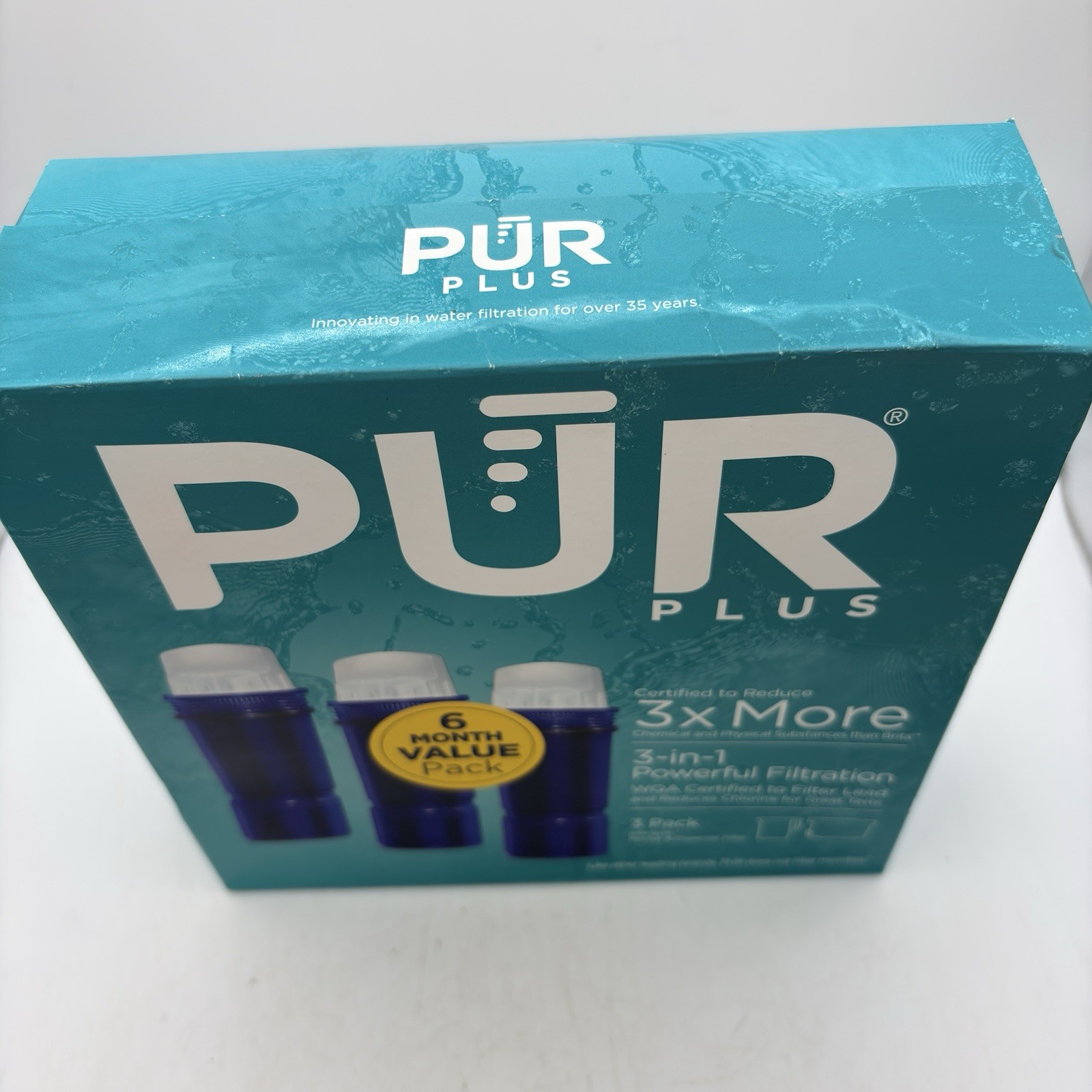 PUR PLUS 3 Count Water Filter Pitcher Replacement NSF Certified Lead Reduction